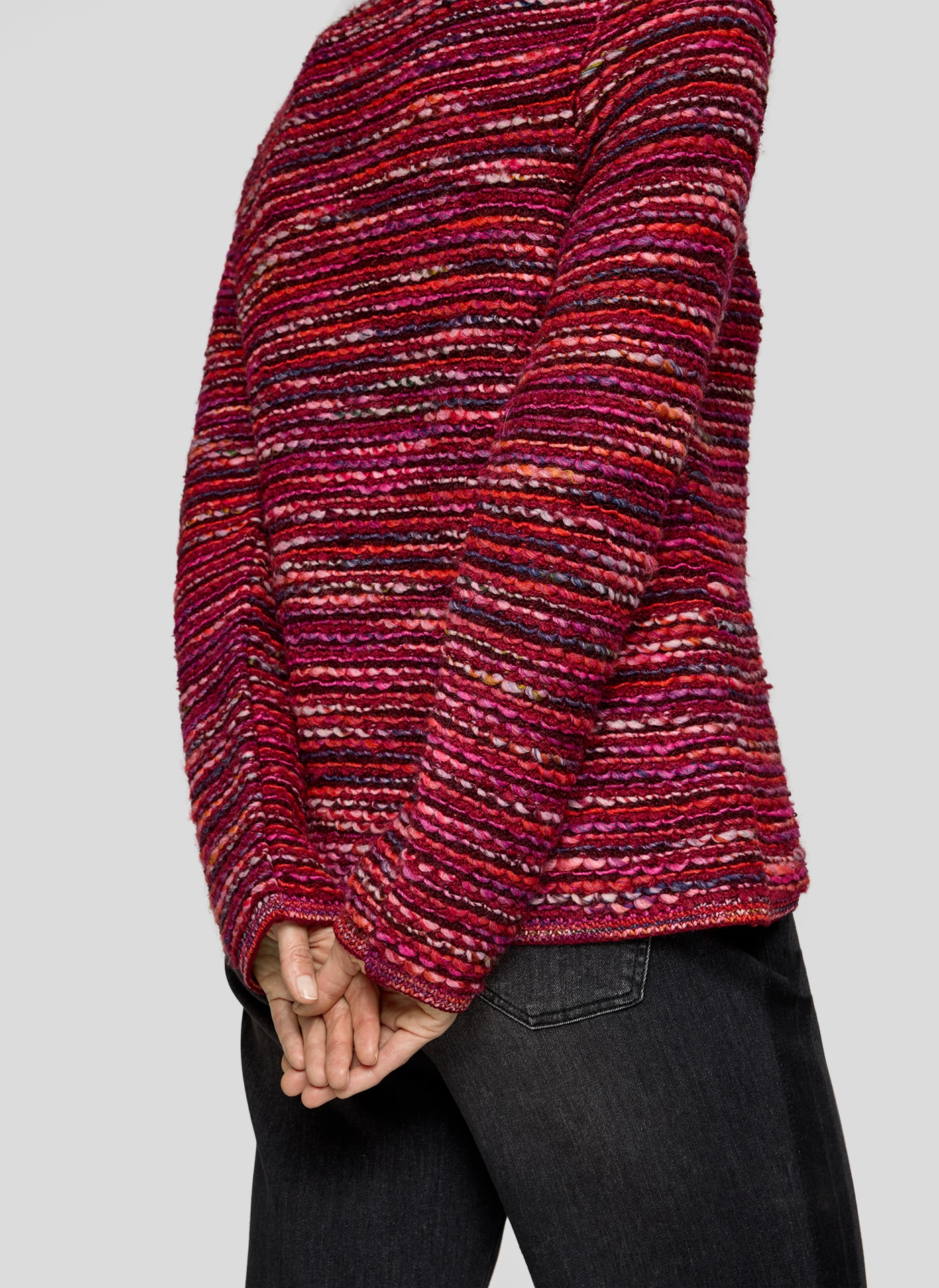 Rabe Veste en tricot im Streifen-Design und in Strick-Optik