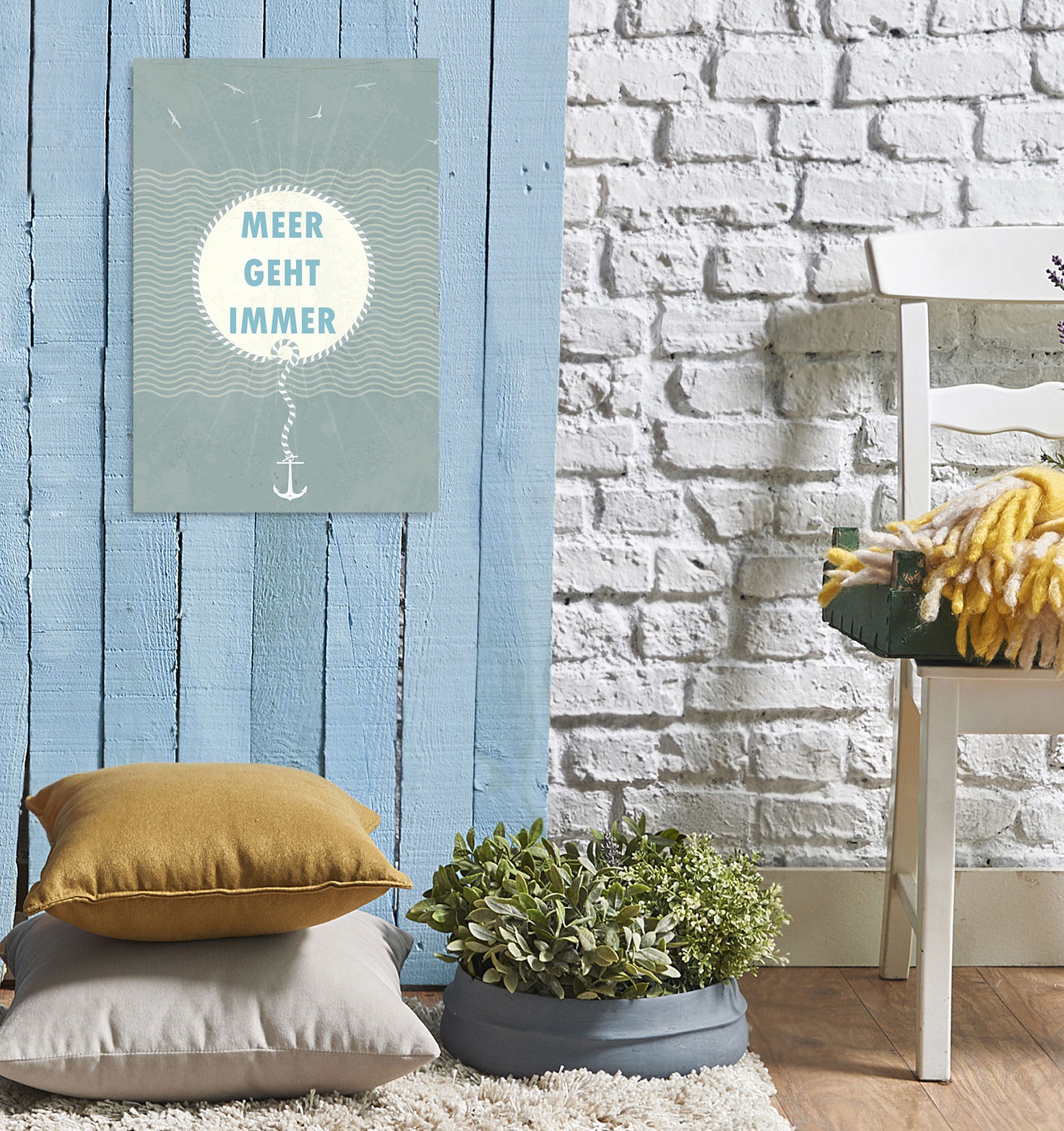 queence Metallbild »Meerliebe« Sprüche 1 Stk. tlg.