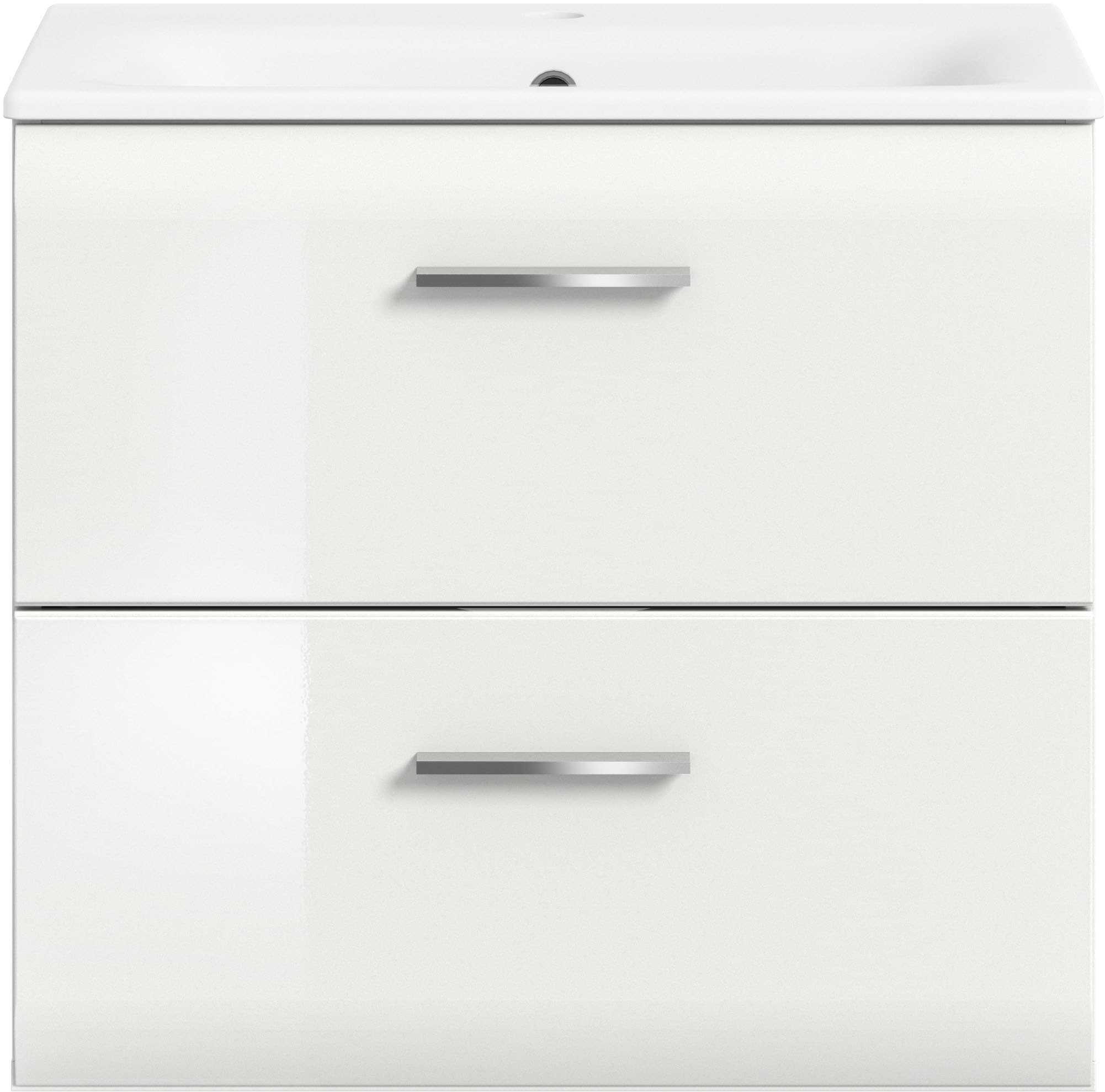 INOSIGN Waschbeckenunterschrank 2 Stk. tlg. Florenz, Waschtisch inkl. Waschbecken, Weiss Hochglanz Tiefzieh