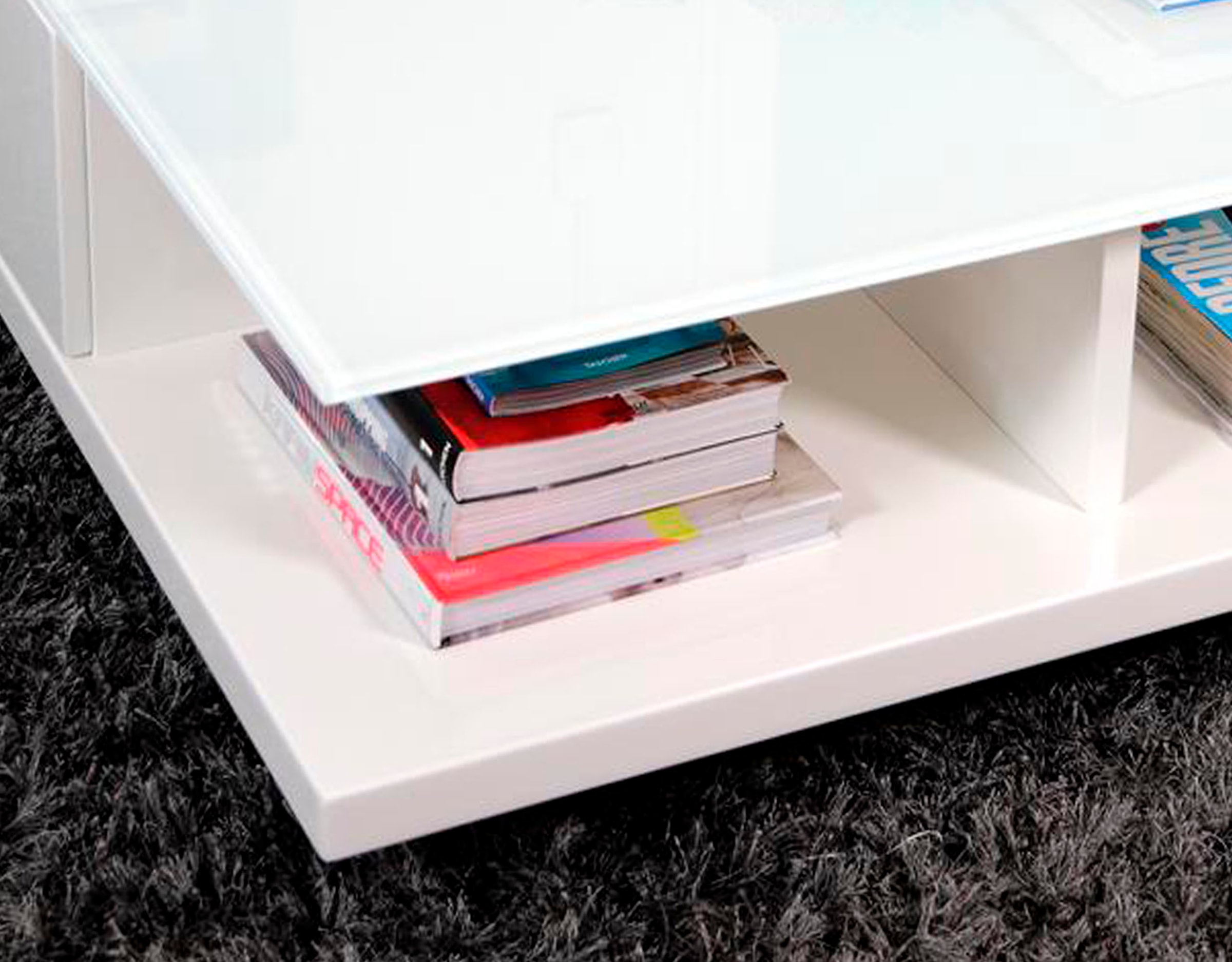 SalesFever Couchtisch »im minimalistischen Stil« Kristallklare Tischplatte aus gehärtetem Glas