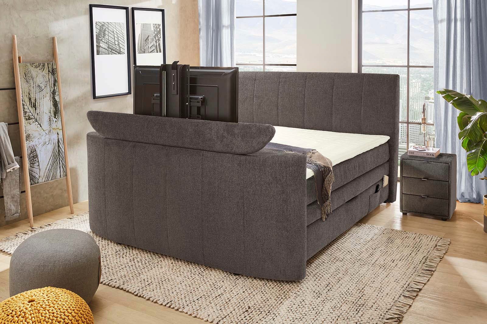 Jockenhöfer Gruppe Boxspringbett »Bel Air erhältlich in der Grösse 180x200cm« mit versenkbarem TV-Lift und Fernbedienung, Bettkasten/Stauraum