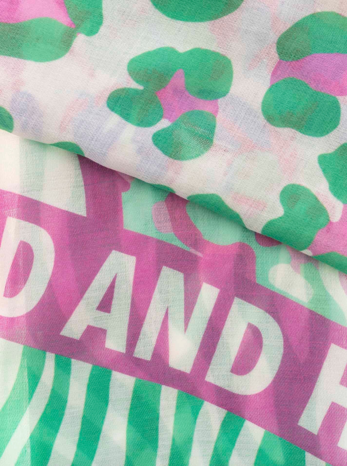 Zwillingsherz Écharpe »"Wild and Happy"« bunter Mustermix, Schriftzug, transparent