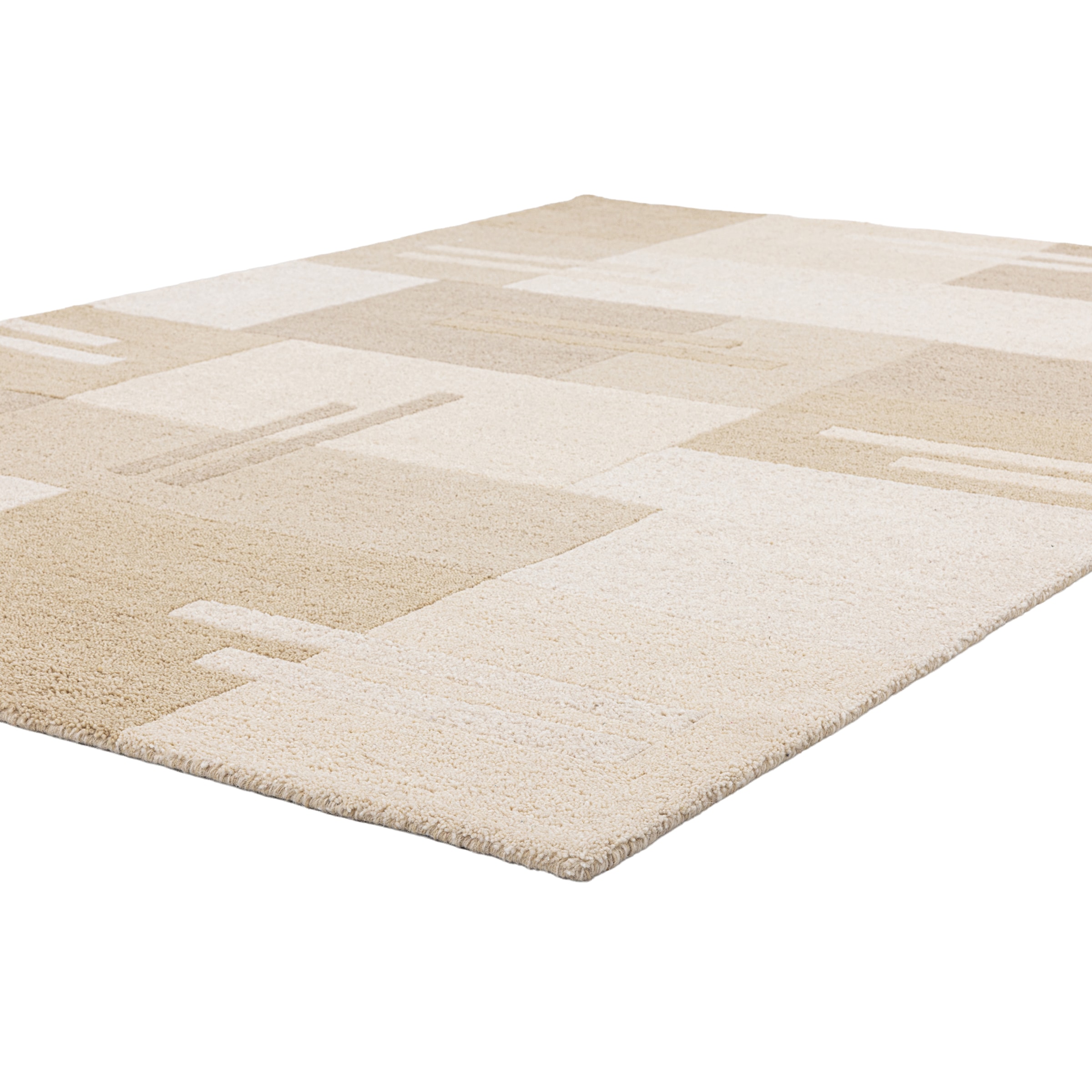 THEKO Tapis en laine »Gabbeh Kästchen, Patchwork Design, reine Wolle« Rectangulaire 14 mm Höhe Tons naturels, salon, chambre à coucher, salle à manger