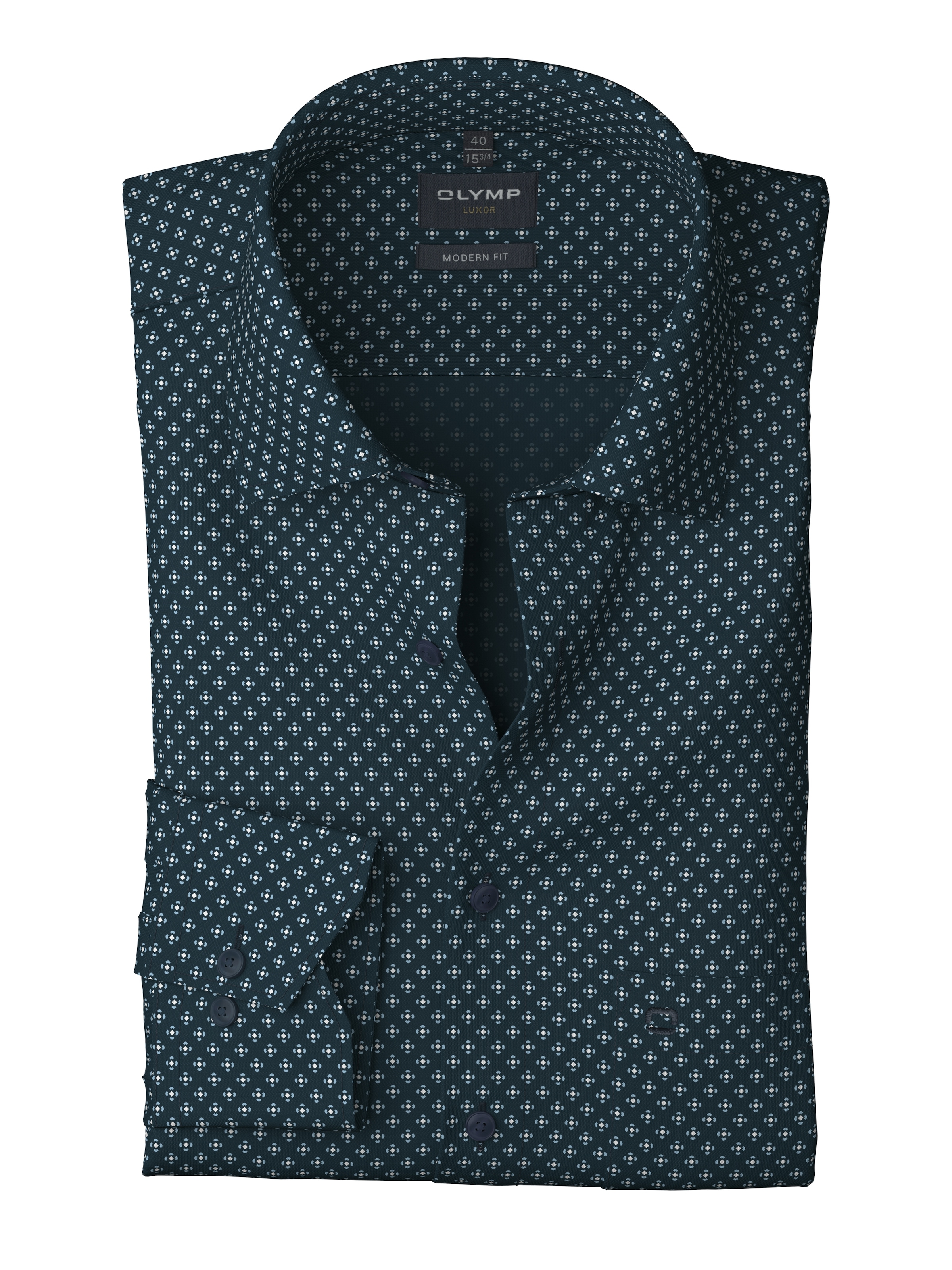 OLYMP Langarmhemd »Luxor modern fit« modern fit, Businesshemd, gemustert, New-Kentkragen