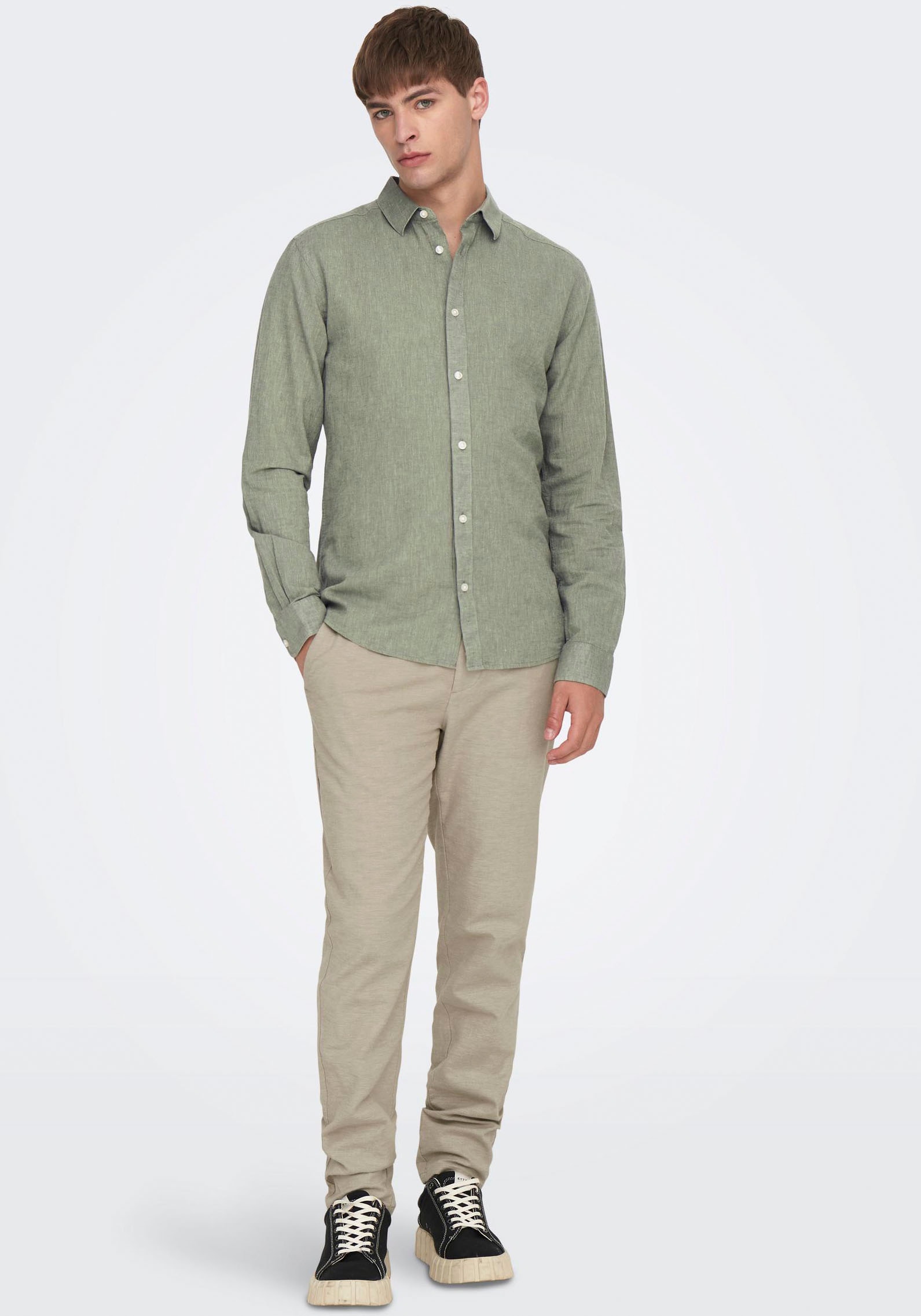 ONLY & SONS Chemise à manches longues »ONSCAIDEN LS SOLID LINEN SHIRT NOOS«