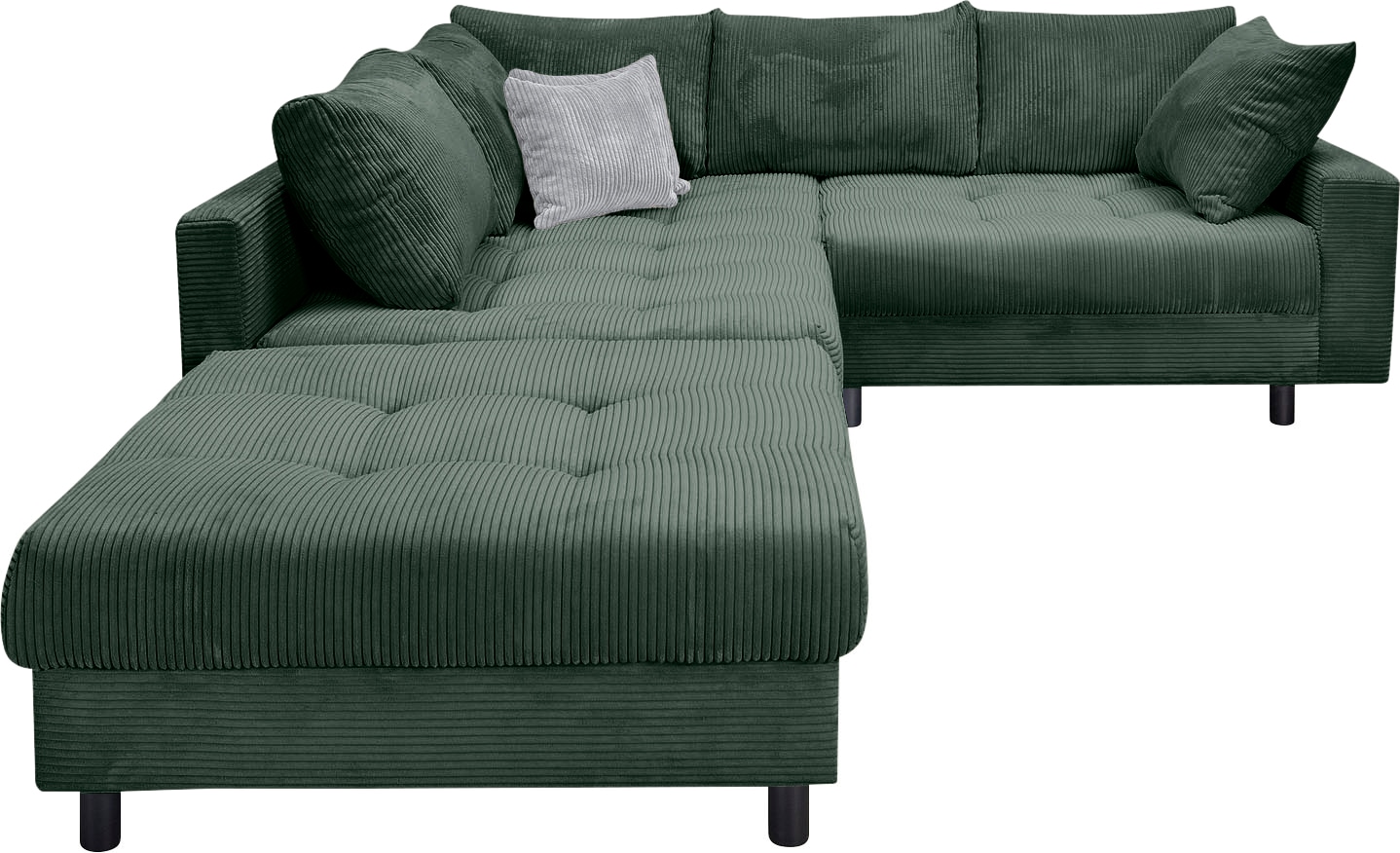 COLLECTION AB Canapé d'angle »Toni L-Form, B: 215 cm« ensemble : canapé & pouf, 2 coussins décoratifs, ressorts ensachés