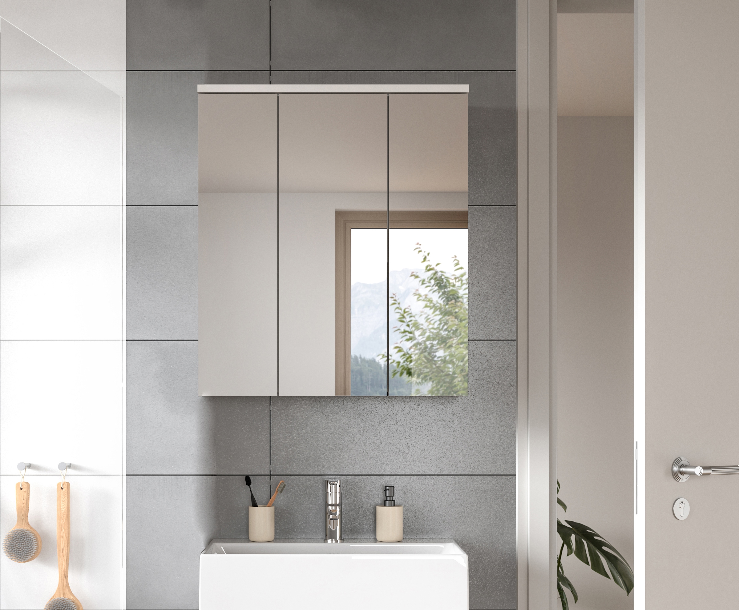 INOSIGN Spiegelschrank »CAPRI, Breite 63 cm, 3 Spiegeltüren mit Soft-Close-Funktion, 9 Fächer« Badschrank, Schrank, Hängeschrank, Spiegel