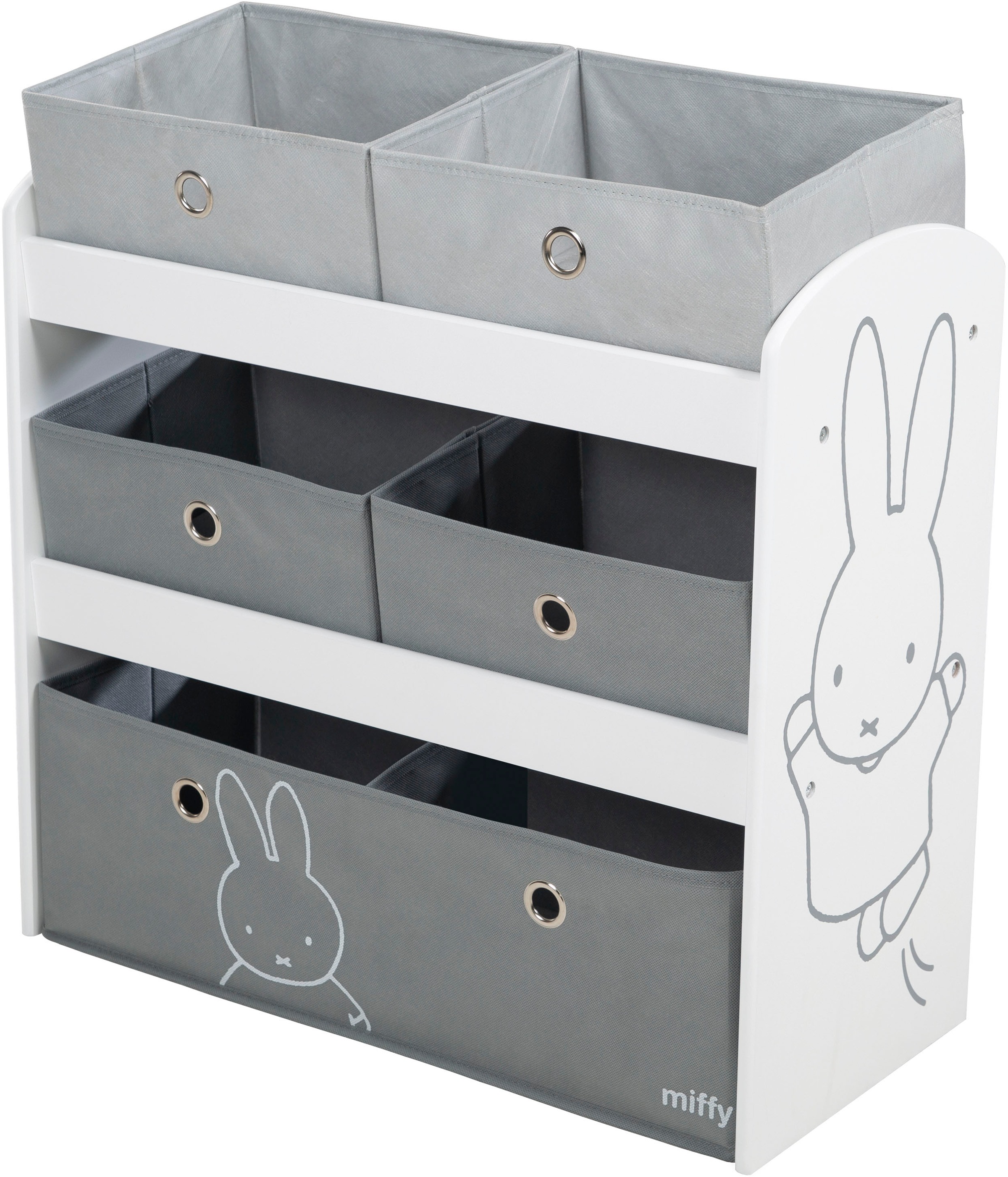 roba® Kinderregal »miffy®, grau« inklusive 5 Stoffboxen in 2 Grössen