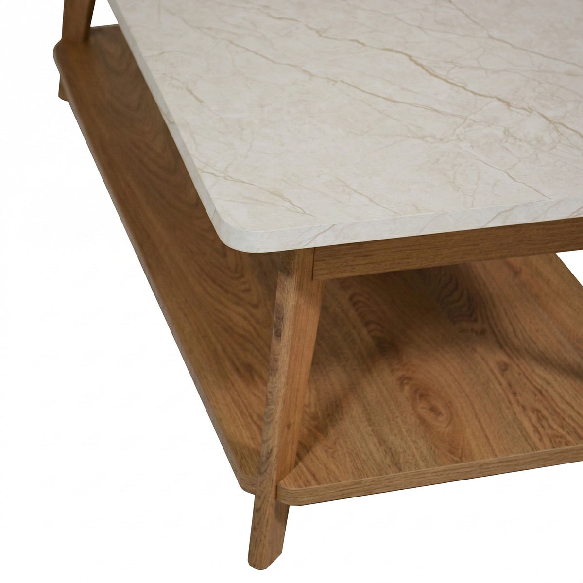 Jahnke Table basse »SIXTY COFFEE« Table basse, 2 niveaux, scandinave, aspect chêne et marbre, largeur : 110 cm