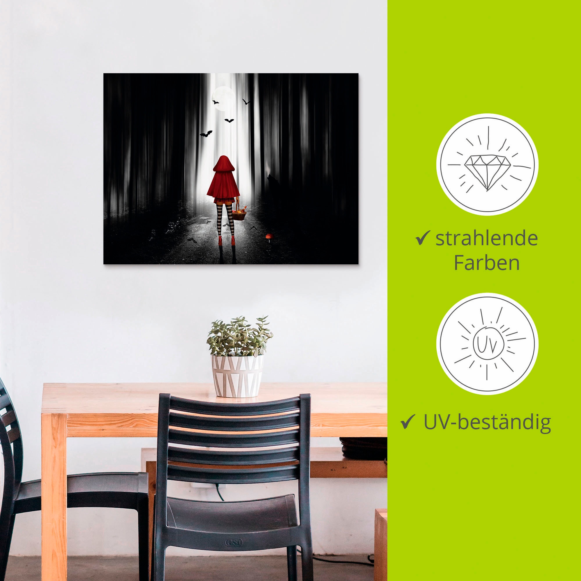 Artland Tableau sur toile »Das Rotkäppchen auf High Heels« 1 cuis tlg. auf Holzrahmen gespannt