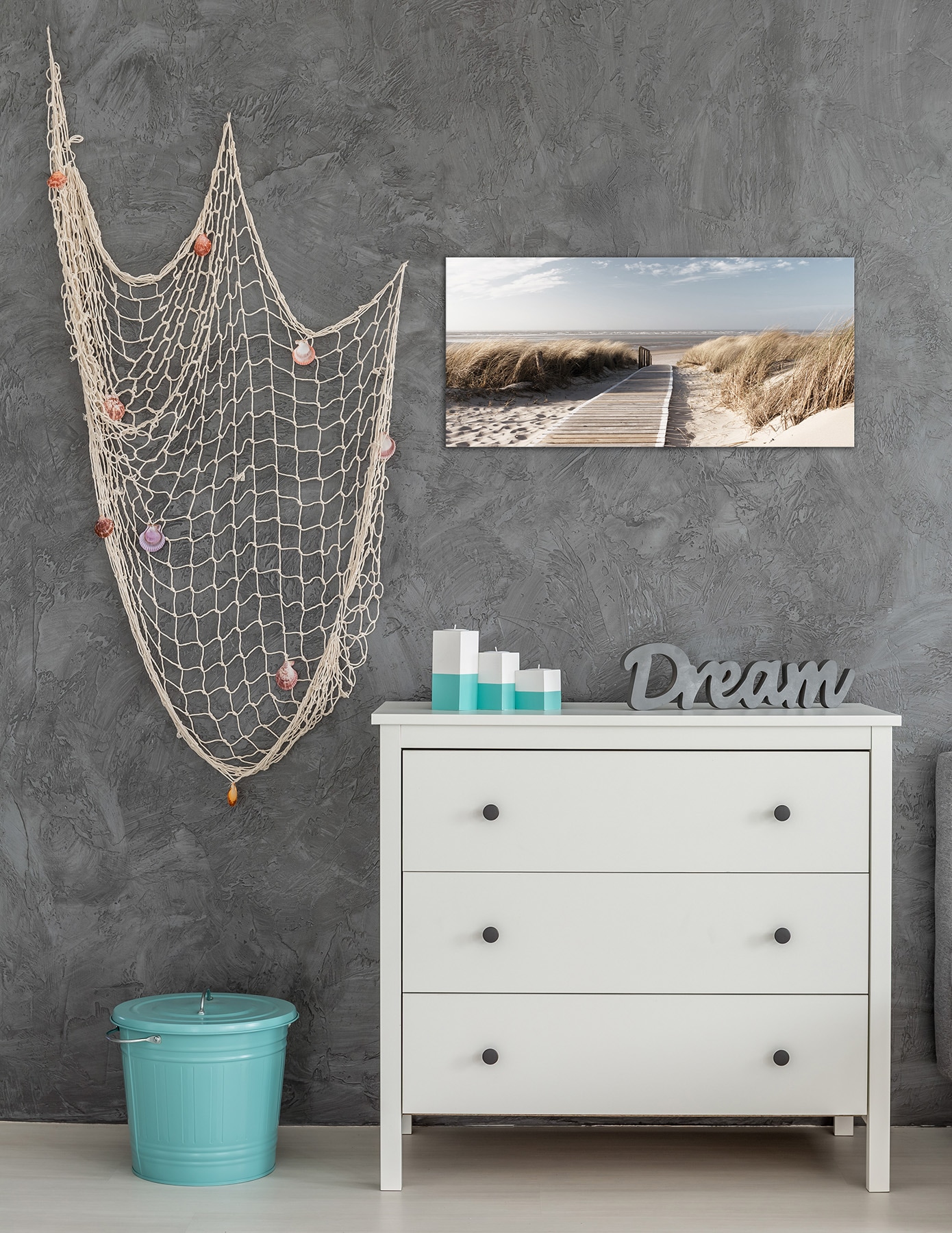 Bönninghoff Tableau sur toile »Wandbild WEG ZUM STRAND 33x70 cm – Leinwandbild Keilrahmen Deko modern« Dune | Mer | Plage 1 cuis tlg. tendu sur châssis