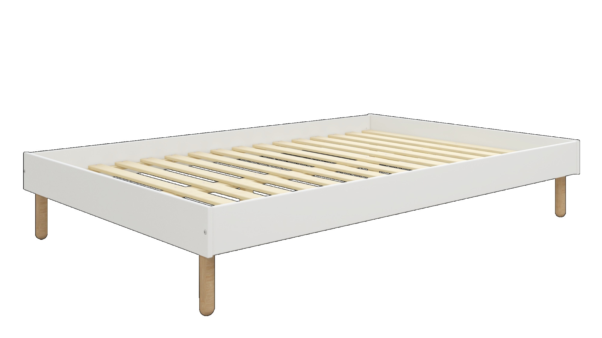 GOODproduct Bett »Dagmar, Bettgestell, Futonbett, Füsse aus Massivholz« 140cm Liegefläche,  mit festen Latten aus massiver Kiefer, belastbar mit 200KG