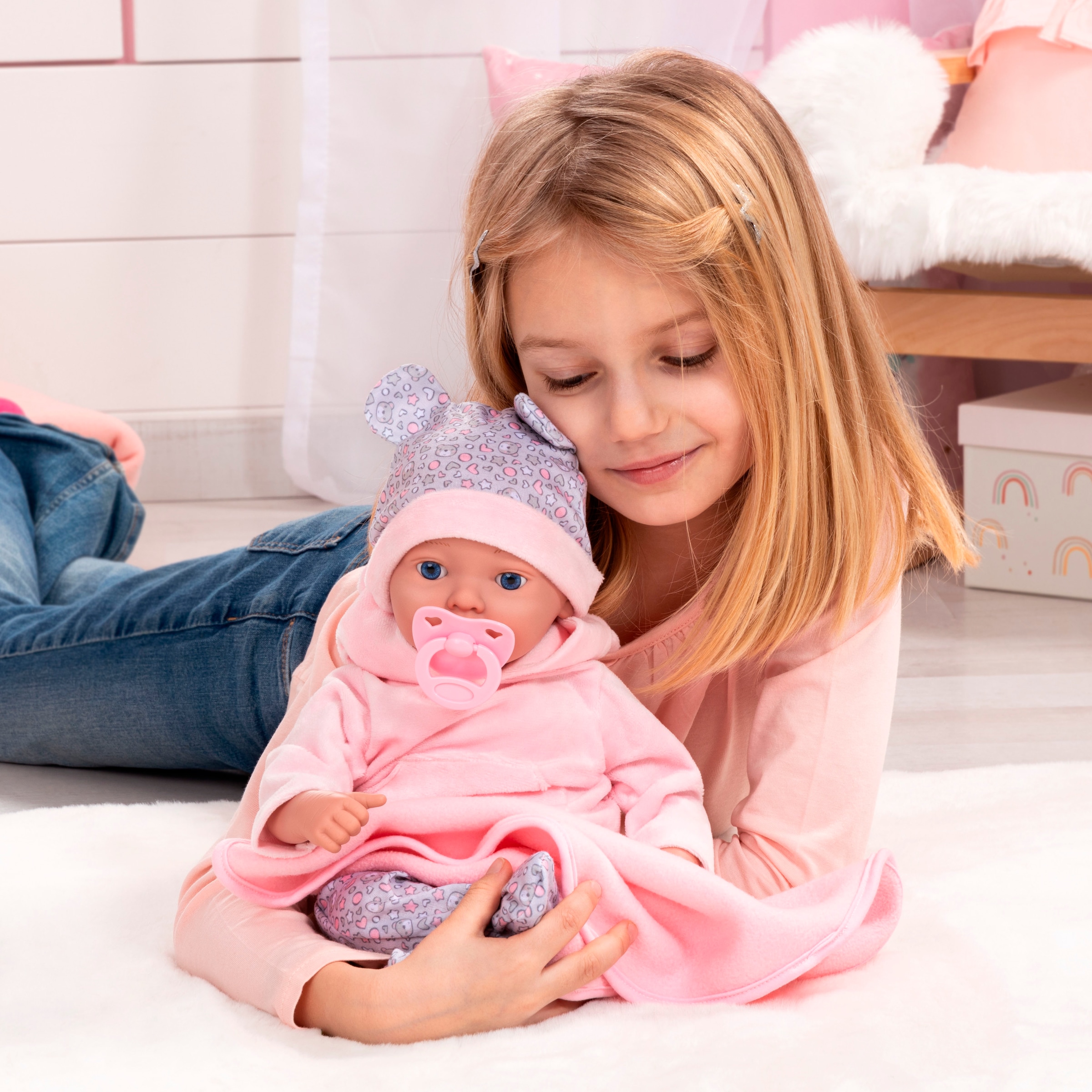 Bayer Poupée bébé »Reborn Baby, 38 cm Bärenmuster«