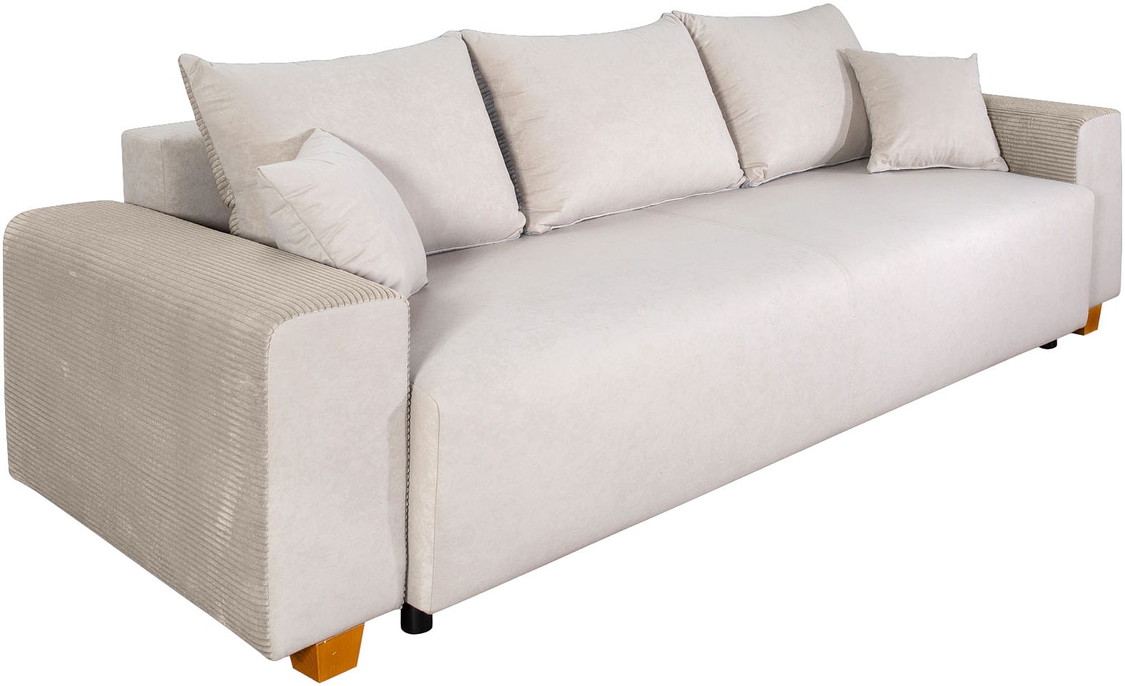 COLLECTION AB Canapé-lit »Yves, B: 243 cm, Liegefl. 142x194 cm« Bettfunktion, Bettkasten & 2 Zierkissen, Federkern
