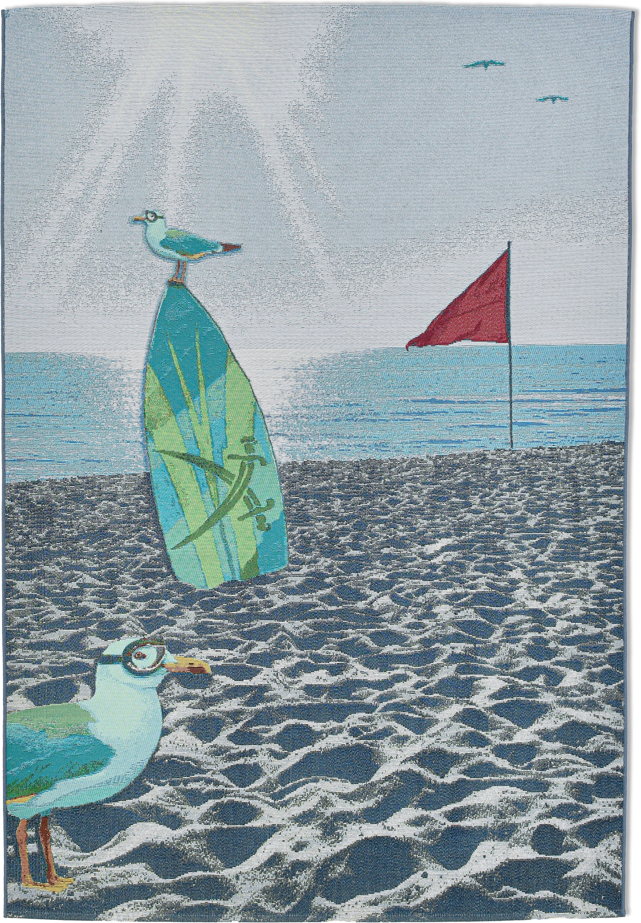 Sansibar Tapis »Rantum Beach SA-021« Rectangulaire 5 mm Höhe tissu plat, design moderne, plage & surf, adapté à l'extérieur