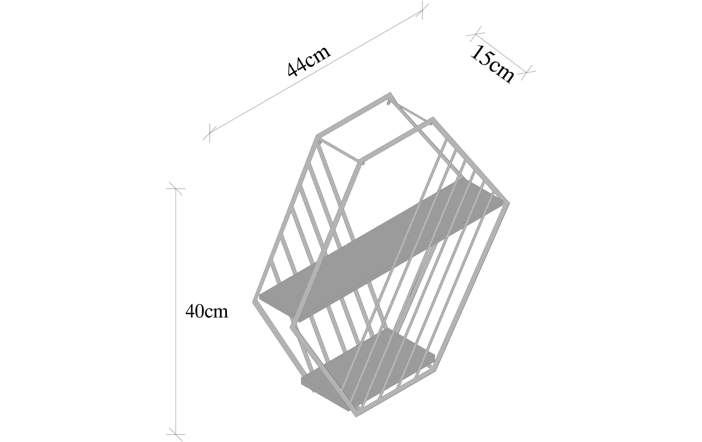 WOODY FASHION Wandregal »Liliales 44 x 40 x 15 cm, Schwarz/Walnuss«