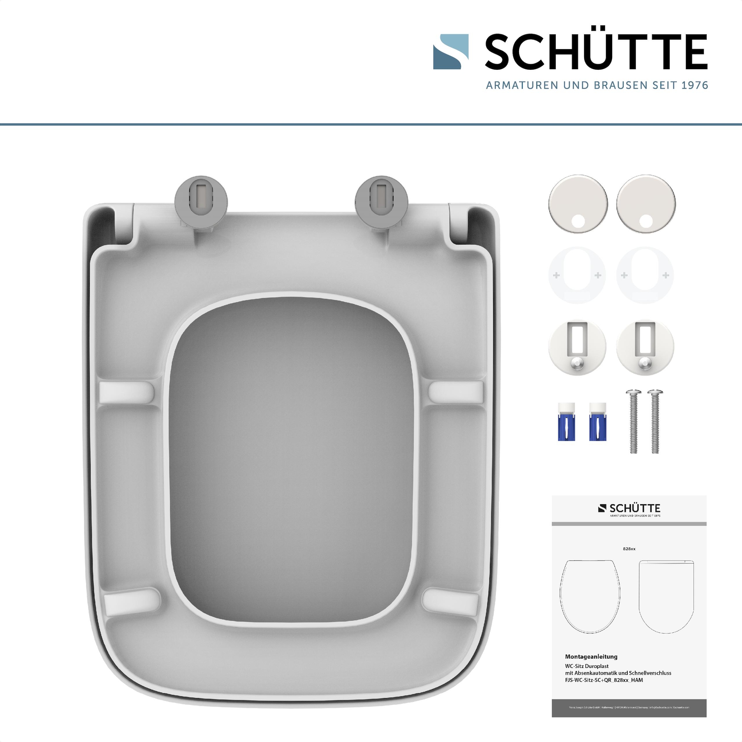 Schütte WC-Sitz »Duroplast, WHITE E-Form PRO 4« WC-Sitz, Befestigungsmaterial, Montageanleitung,  mit Absenkautomatik und Schnellverschluss