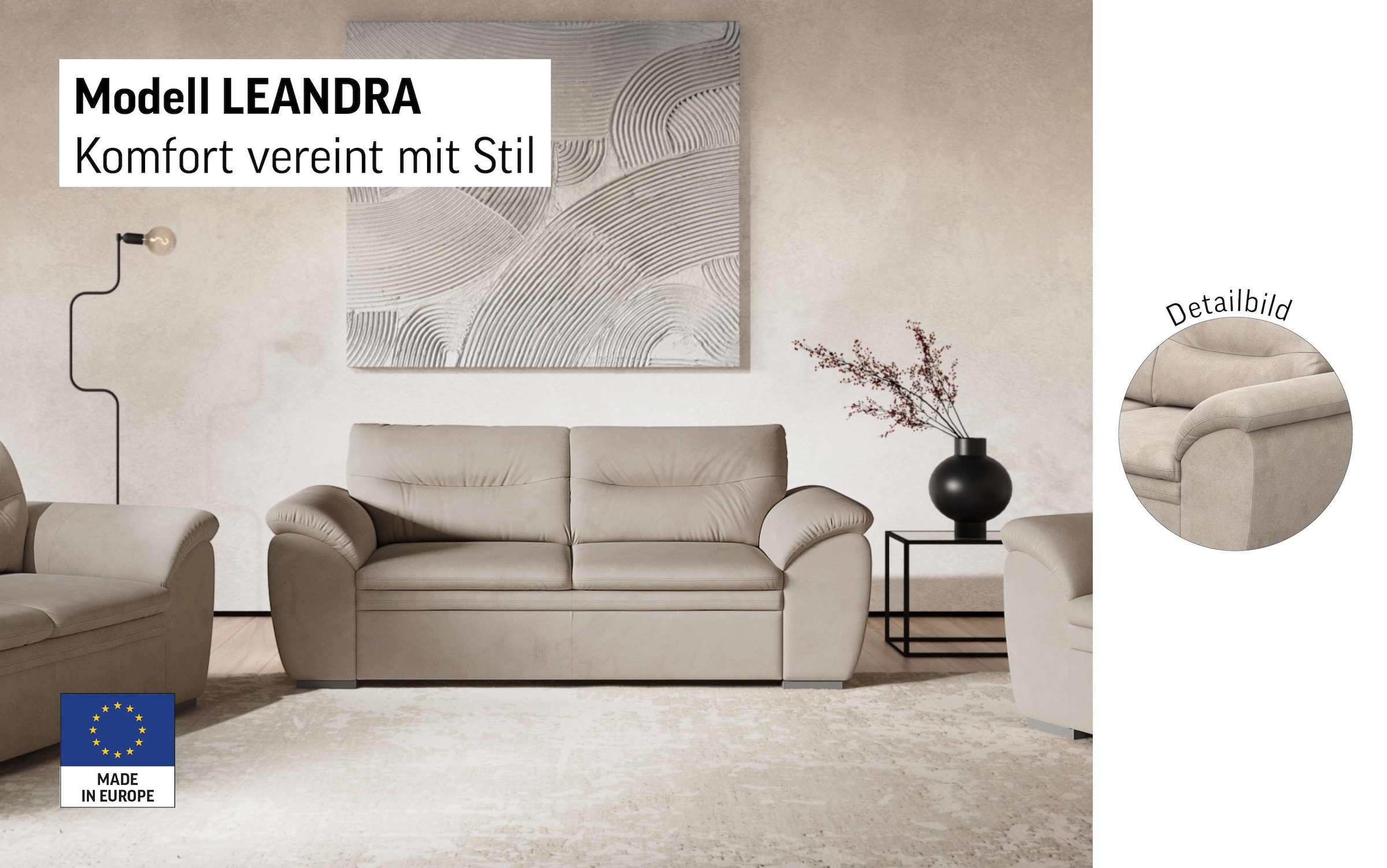 COTTA 2-Sitzer »Leandra« Polstergarnitur, auch als Set erhältlich