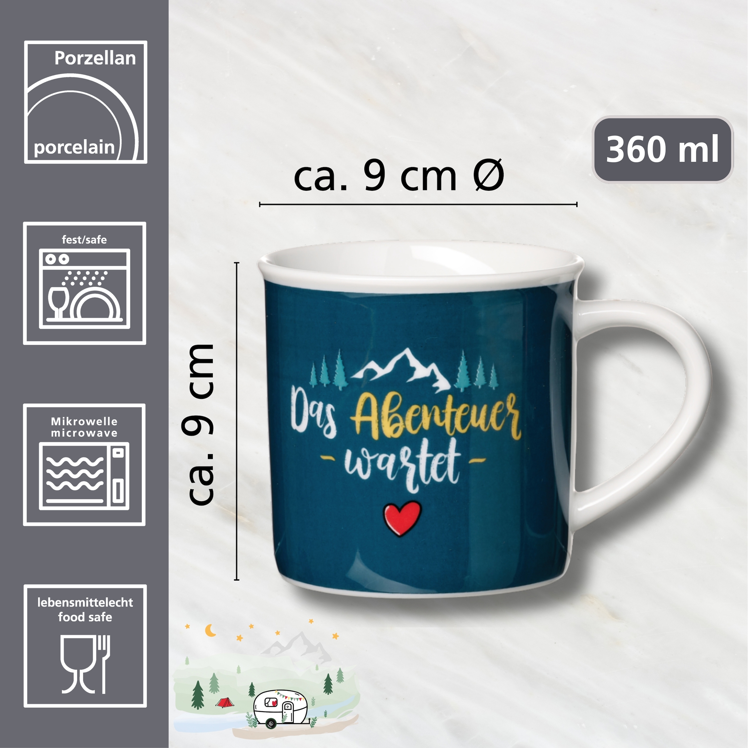 Ritzenhoff & Breker Becher »Camping« "Das Abenteuer wartet" - in Geschenkbanderole