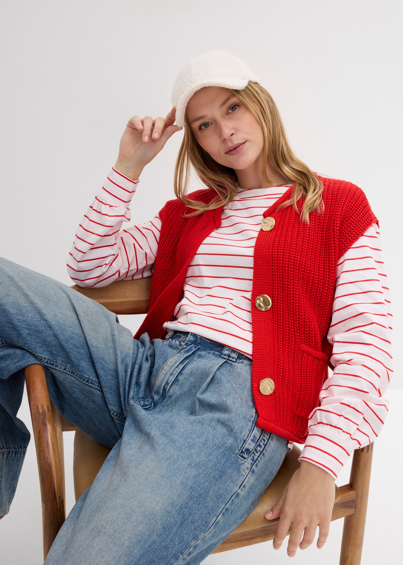 bonprix T-shirt à manches longues 1 lockere Passform mit überschnittenen Schultern, mit Ballon-Ärmeln