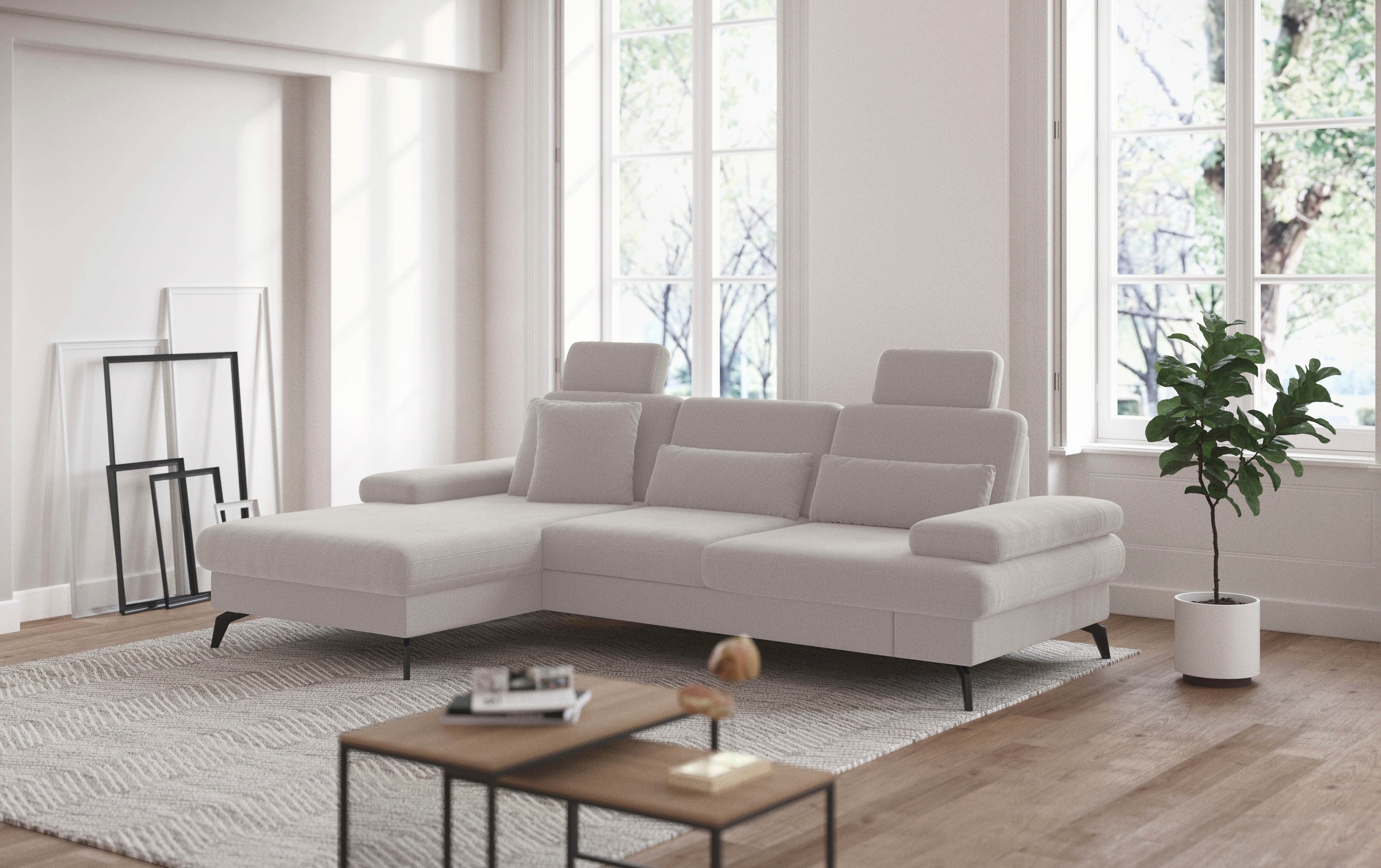 sit&more Canapé d'angle »Morris L-Form, inkl. Sitztiefenverstellung« wahlweise mit Armteilverstellung, Bettfunktion & Bettkasten