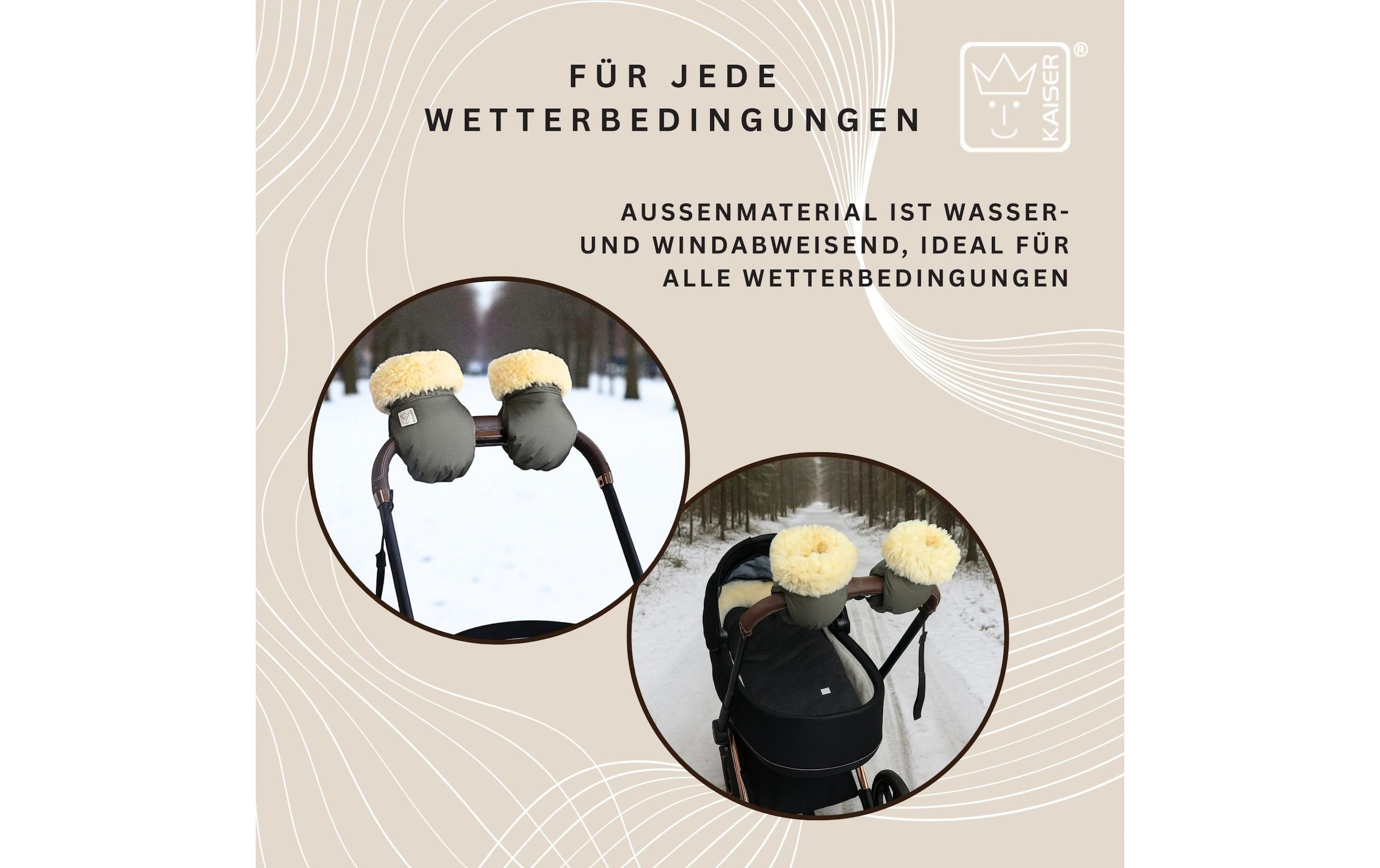 Kaiser Kinderwagen-Handwärmer »Handschuh Reflect Kiwa« Lammfell-Kinderwagenhandschuh