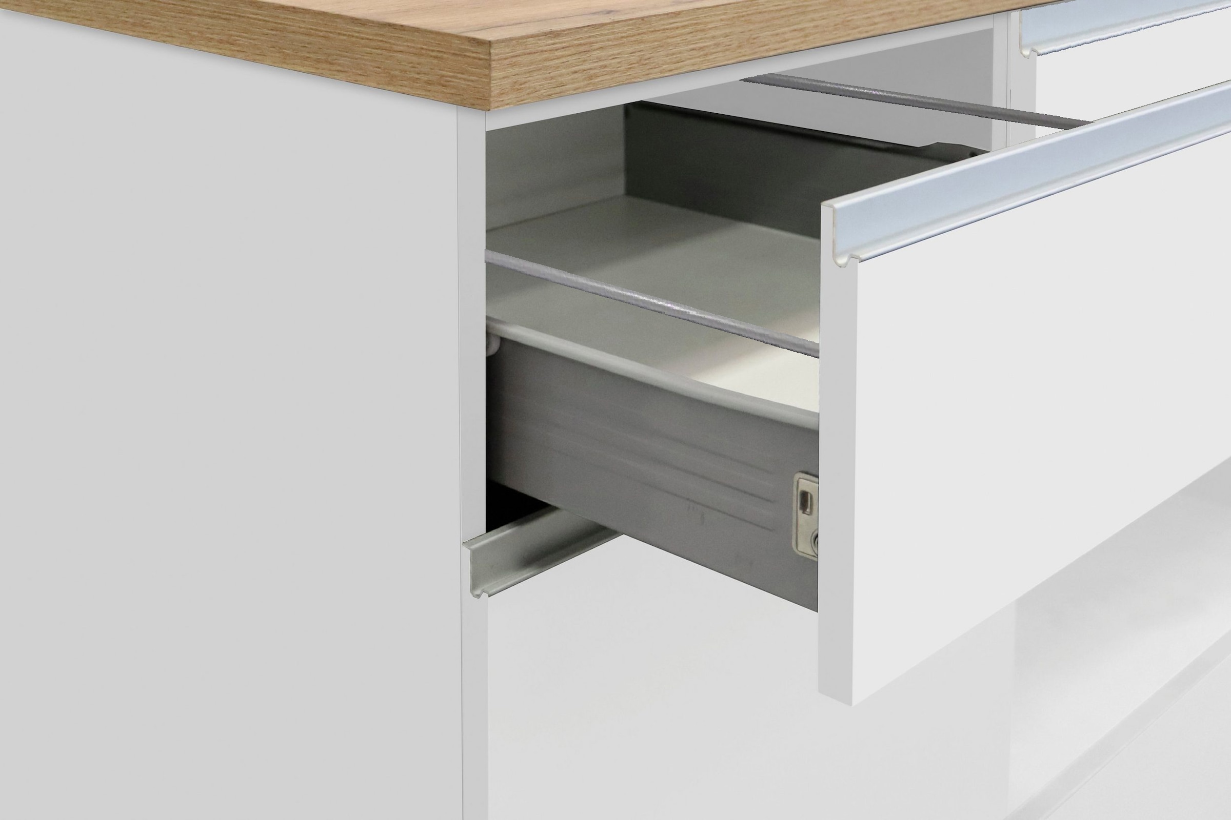 KOCHSTATION Ilot de cuisine »Sole,Kochinsel,Küchenarbeitsblock,Inselküche,Arbeitsinsel« Breite 200 cm mit 4 Türen,4 Schubkästen, Aluminiumgriff