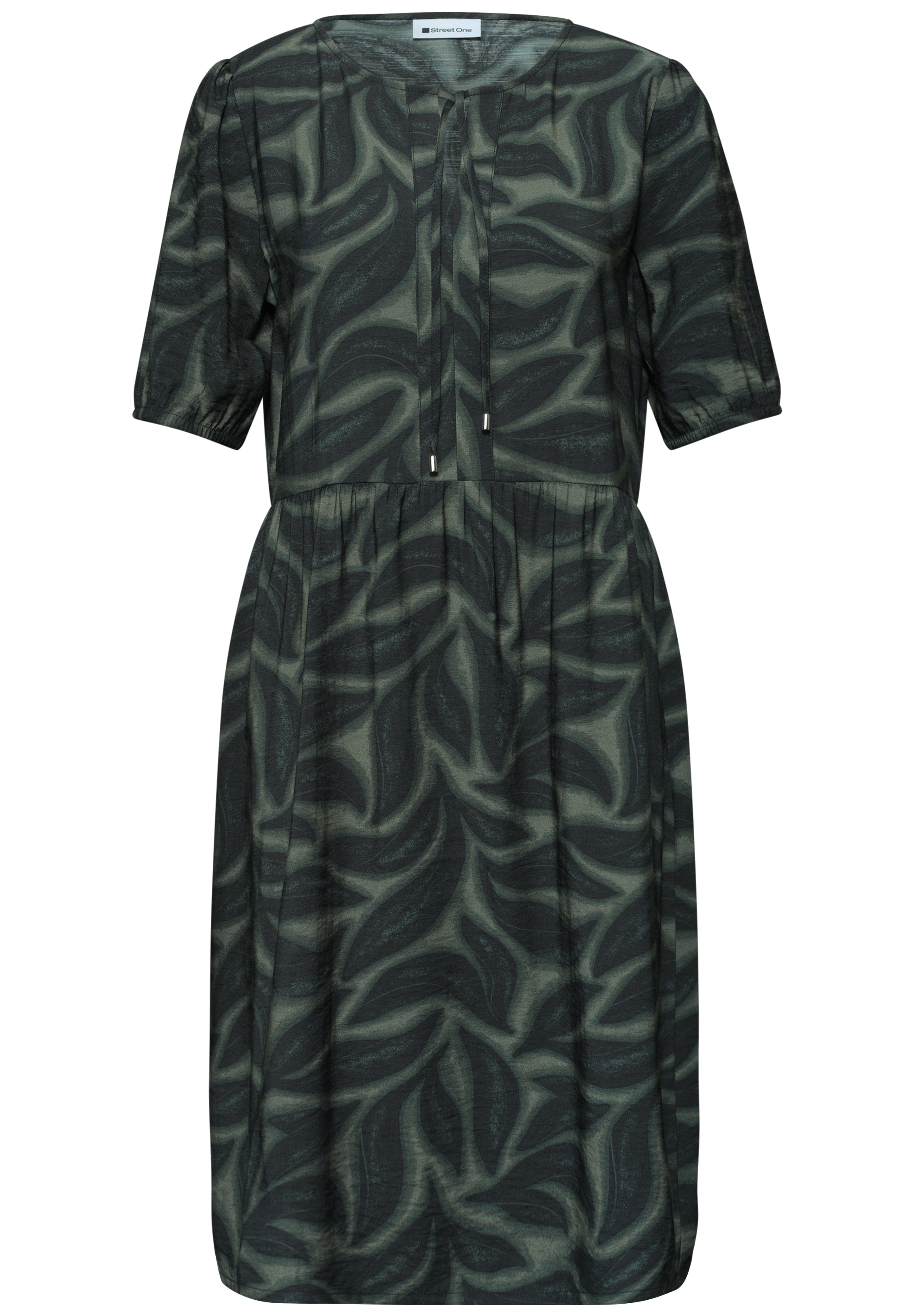 STREET ONE Robe d'été Sans poches robe d'été avec encolure fendue et imprimé feuilles intégral
