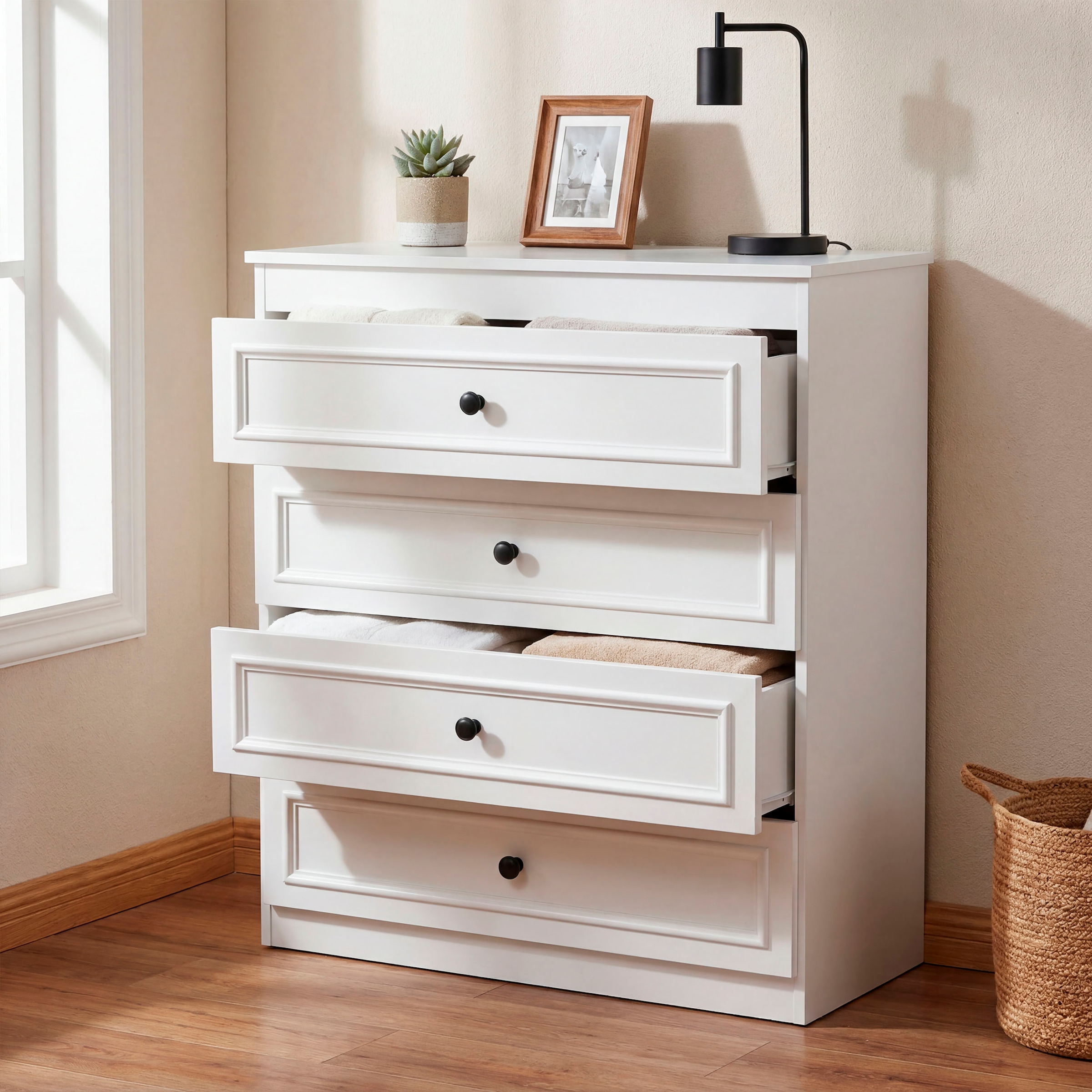 GOODproduct Schubkastenkommode »Arrian Landhaus Kommode Weiss | Schubladenkommode« Vielseitig als Schlafzimmer- oder Flurkommode nutzbar
