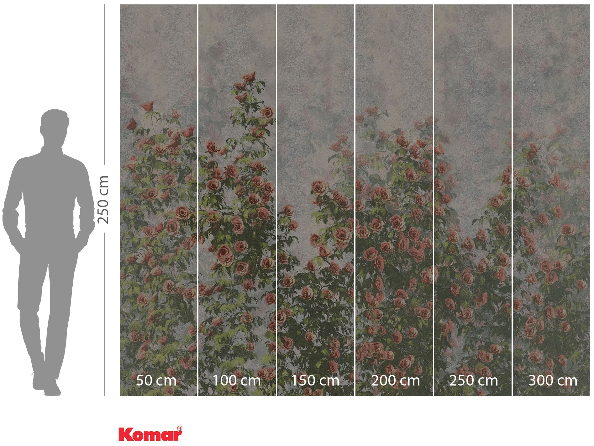 Komar Papier peint intissé »Digitaldruck Vlies -  Wall Roses - Grösse 300 x 250 cm« imprimé Wohnzimmer, Schlafzimmer