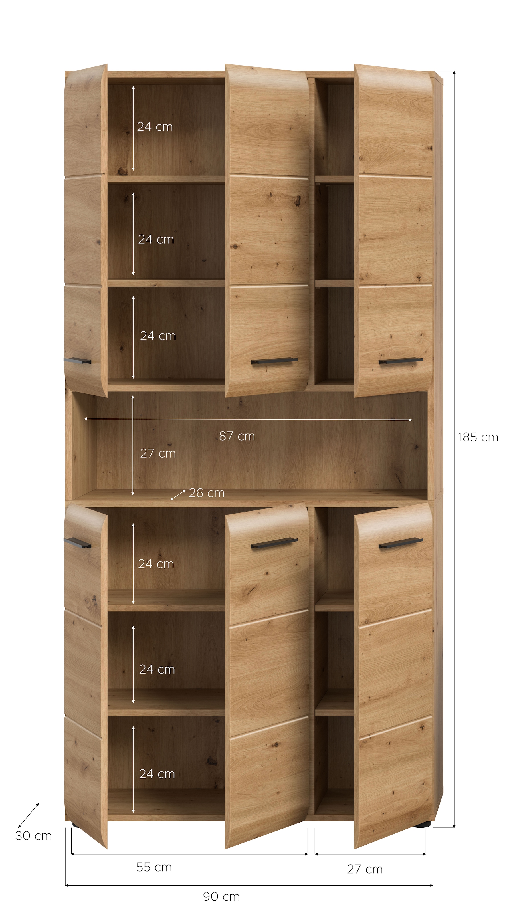 INOSIGN Armoire de rangement 1 cuis tlg. Florenz, Mehrzweckschrank Artisan Oak NB, 185 cm Höhe, Bad
