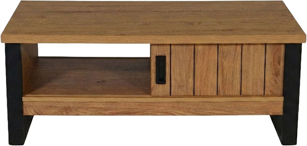 Jahnke Table basse »RIVA COFFEE« table basse avec rangement & portes coulissantes, effet chêne, largeur : 108,5 cm