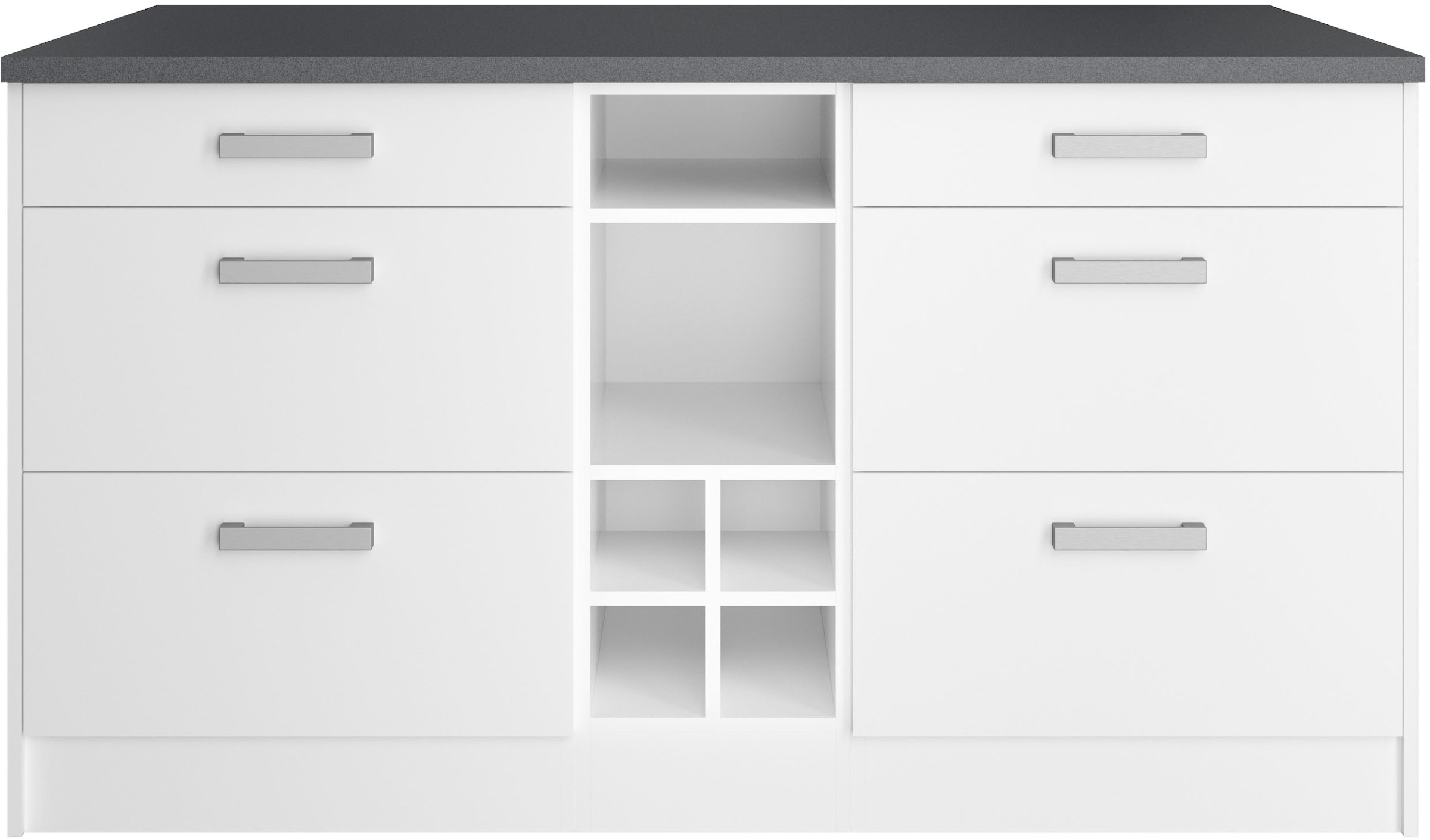 KOCHSTATION Ilot de cuisine »KS-Toronto« largeur 153 cm, façades MDF, casier à bouteilles