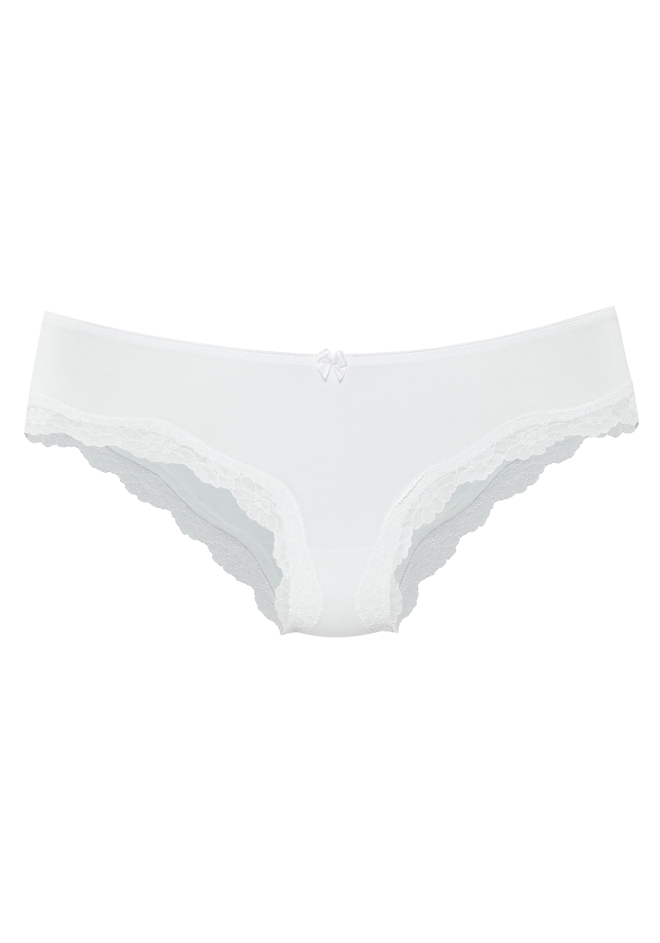 LASCANA Slip 3er-Pack,  aus elastischer Baumwolle mit zarter Spitze