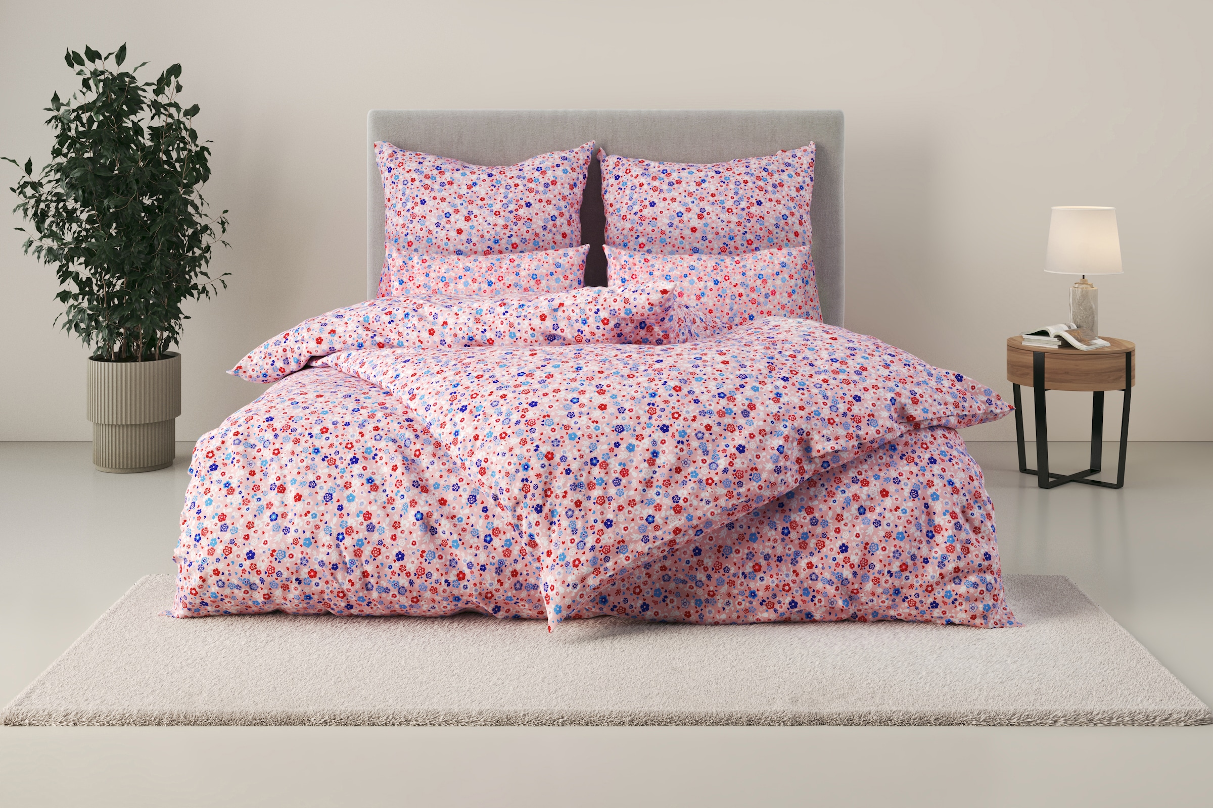 my home Bettwäsche »Mariby« 2 Stk. tlg. mit feinem Blümchen Design, skandinavisch, romantische Bettwäsche