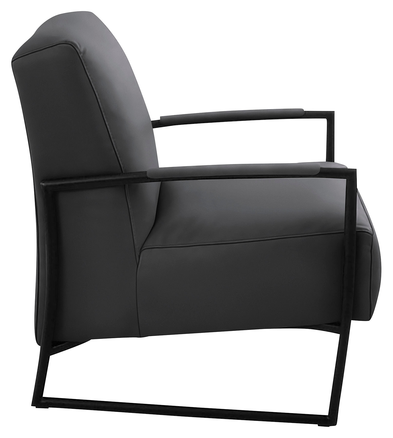 K+W Komfort & Wohnen Fauteuil de cocktail avec accoudoirs recouverts, structure en métal noir structuré