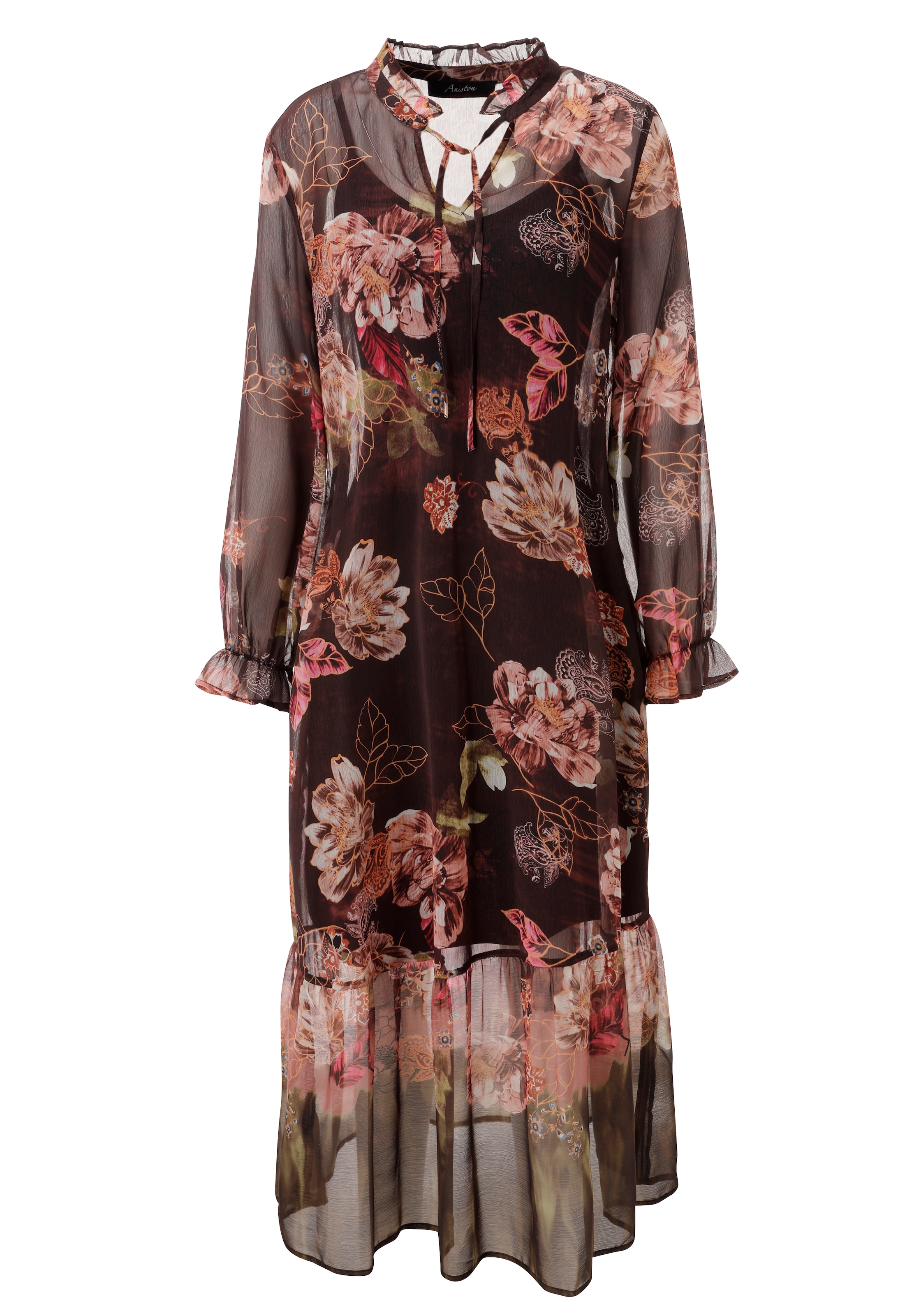 Aniston CASUAL Blusenkleid mit grossflächigen, farbenfrohen Blumendruck - NEUE KOLLEKTION