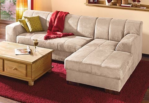 Home affaire Canapé d'angle »Falk klare Linien, elegant und zeitlos, L-Form« mit Federkern und wahlweise mit Bettfunktion