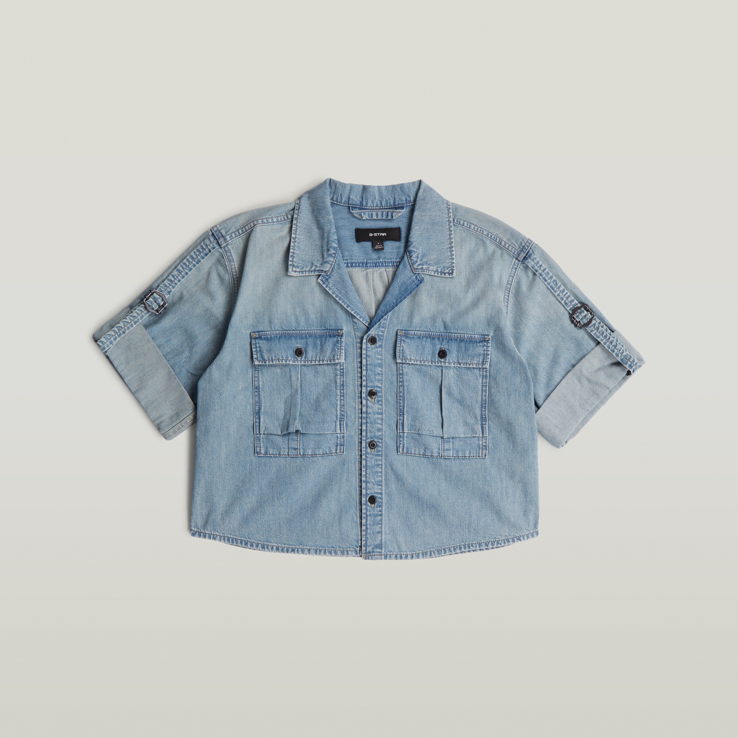 G-STAR Blouse chemise »Boxy Relaxed Shirt ss wmn« manches retroussées, col revers