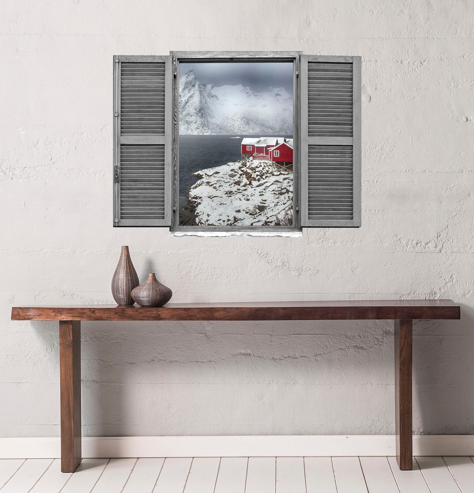 queence Wandtattoo »Norwegen Winter« Wandsticker, Wandbild, selbstklebend, 3D, Fenster