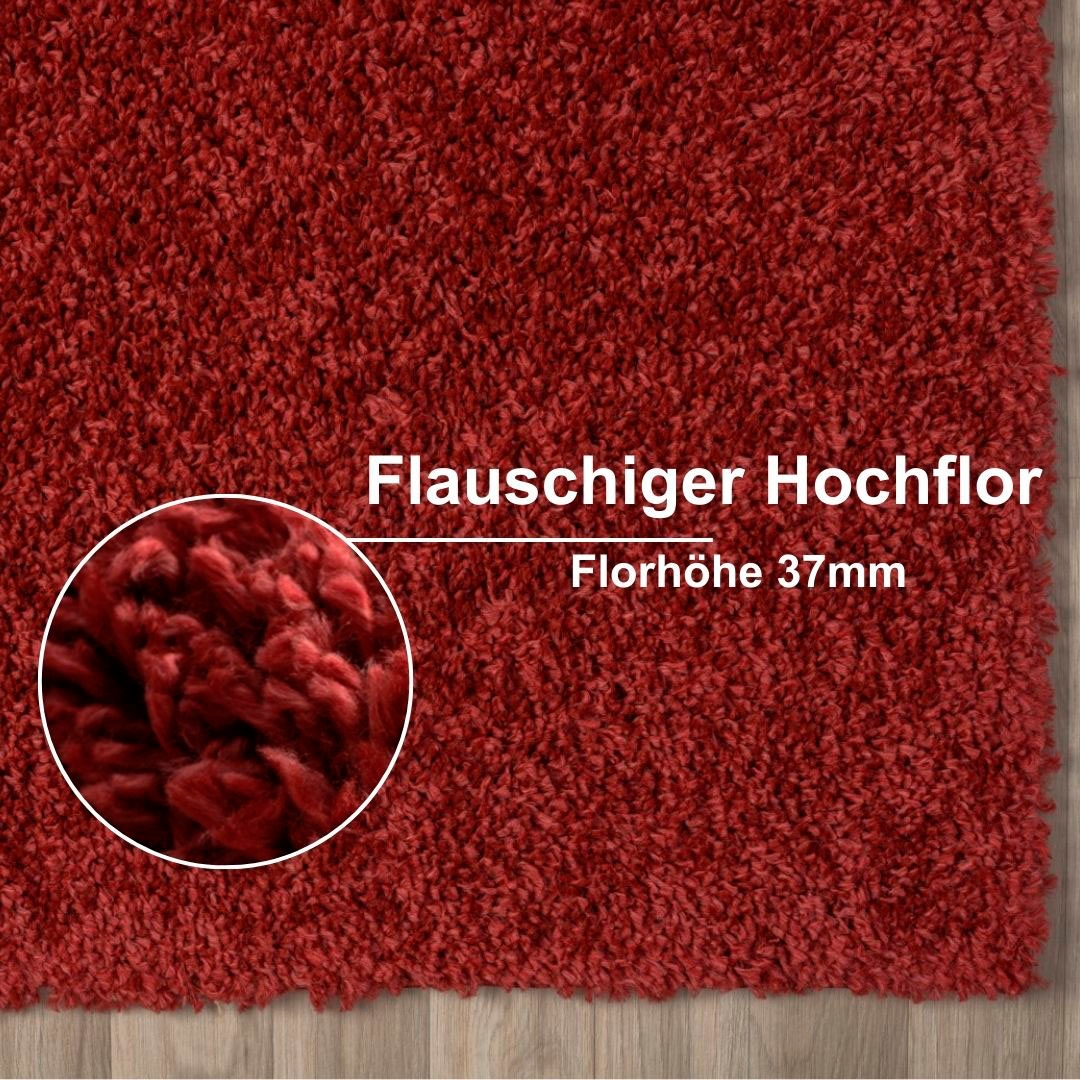 GOODproduct Hochflor-Bettumrandung »Banji« Höhe 37 mm 3 Stk. tlg. Uni Farben, weich und flauschig, auch als Läufer & in rund erhältlich