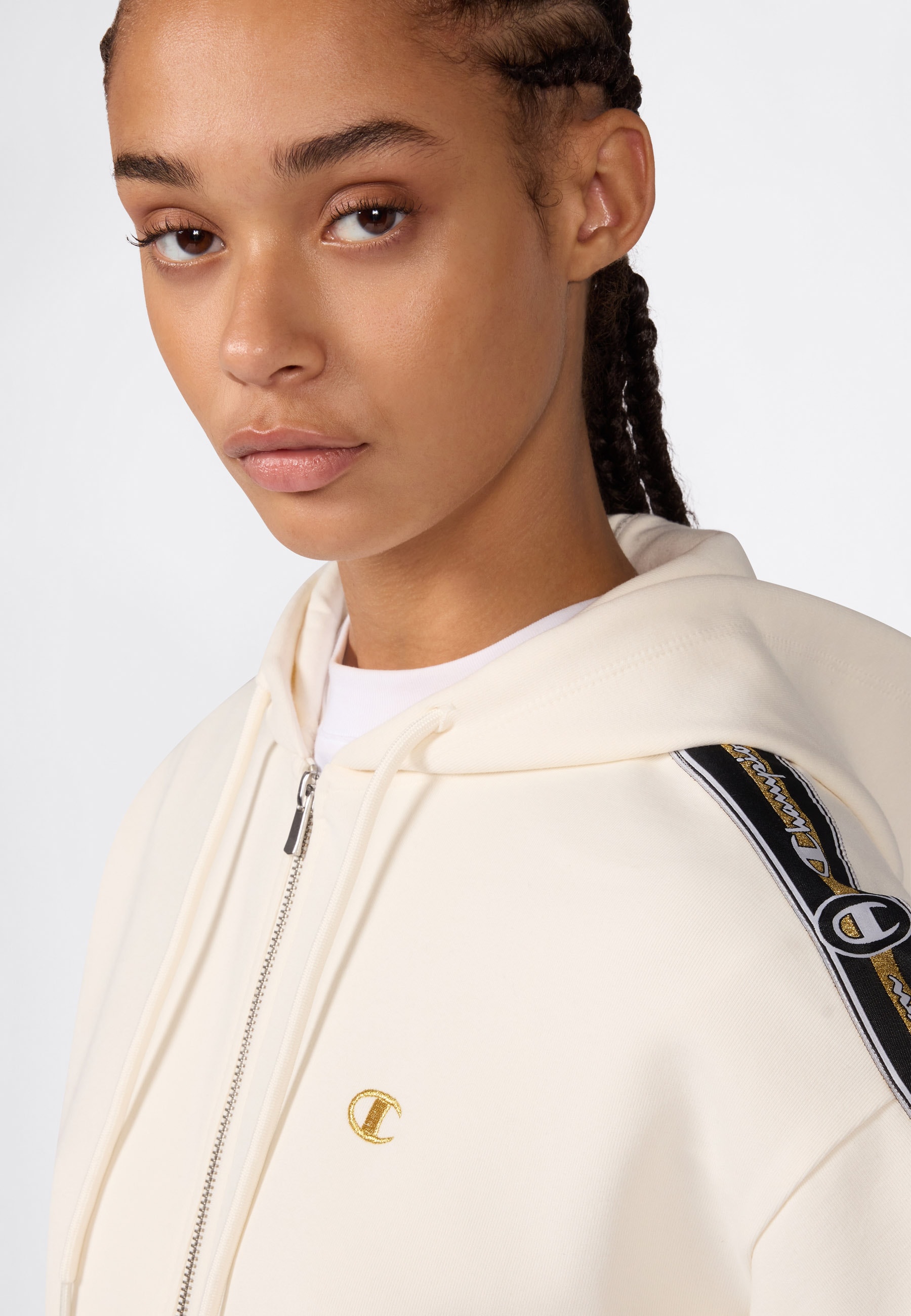 Champion Sweat à capuche »SPORTWEAR ZIP-UP HOODIE Cropped Fit Stretch Cotton« au style sportif, manches longues, mélange de coton stretch, coupe courte