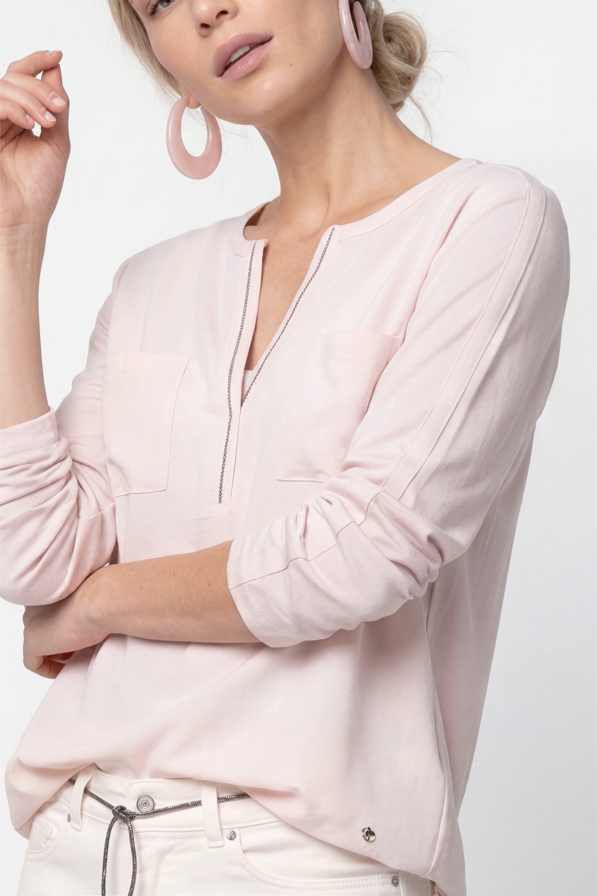 Monari Schlupfbluse »Schluse Basic Schmuck« Regular fit mit V-Ausschnitt