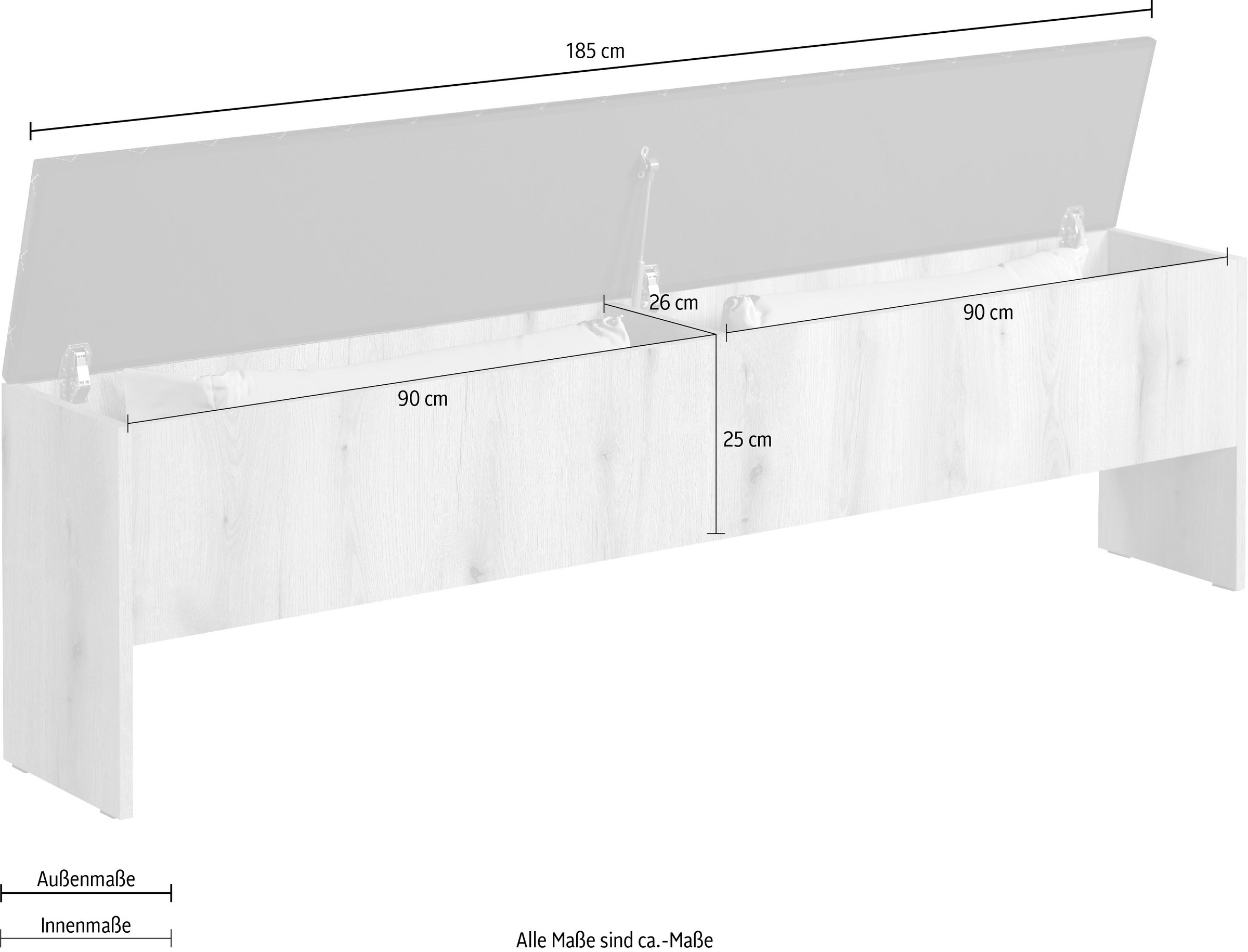 INOSIGN Banc rembourré »Estepona« 1 cuis tlg. banquette-lit rabattable - rembourrage anthracite avec matelassage losanges