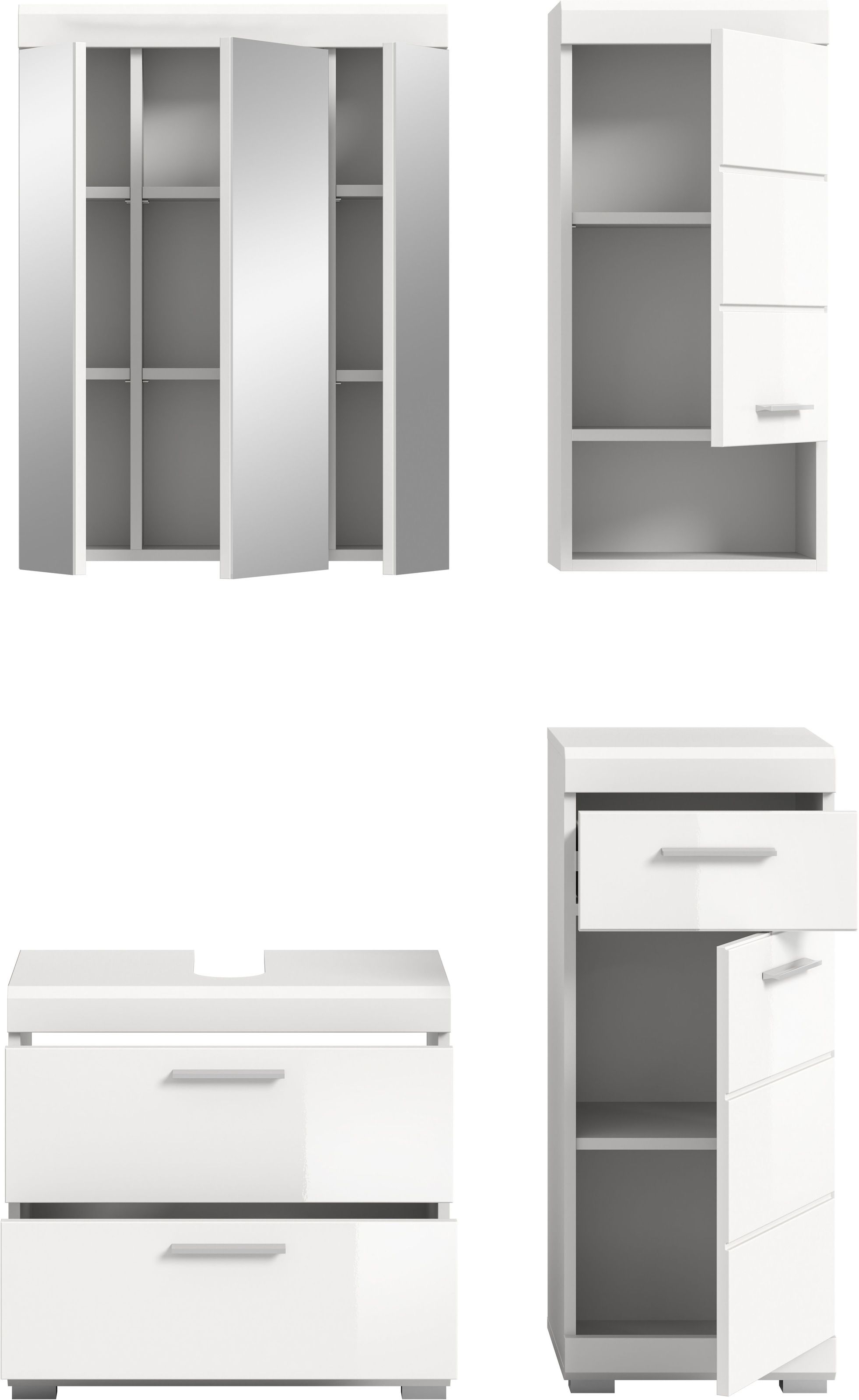 welltime Badmöbel-Set »Siena, 4 teilig, bestehend aus:« Set, TOPSELLER!, 4 Stk. tlg.