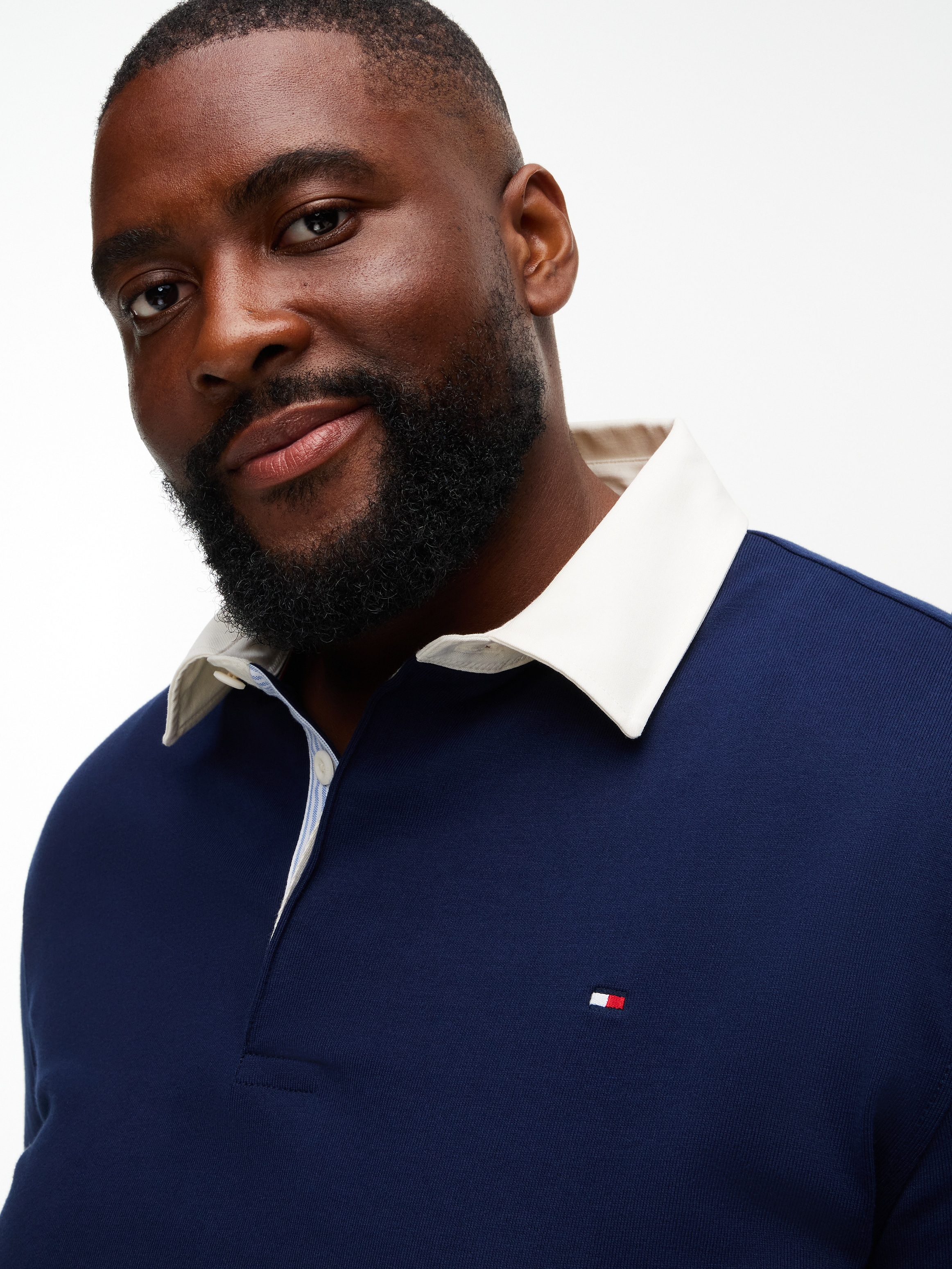 Tommy Hilfiger Big & Tall Rugbyshirt »BT-ESSENTIAL SOLID RUGBY« Grosse Grössen, kontrastfarbener Kragen