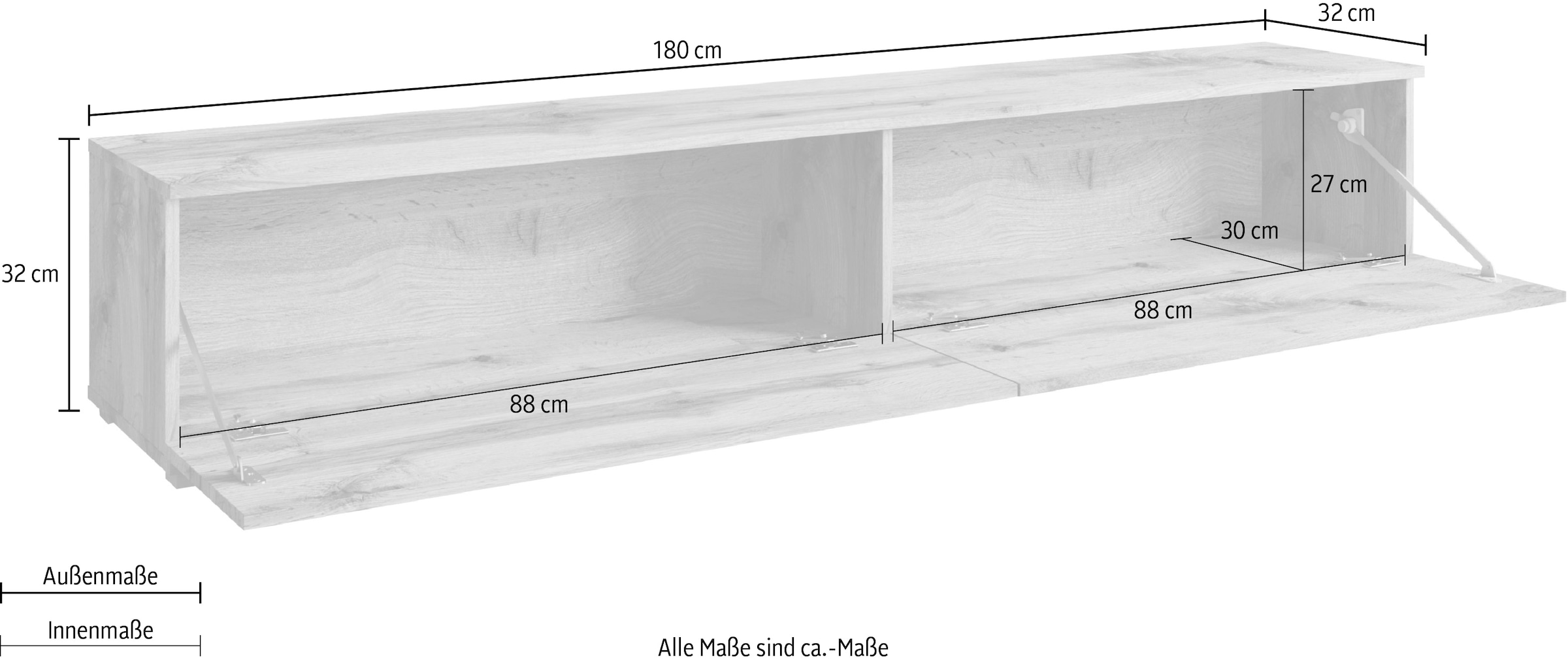 GOODproduct Lowboard »Kenia« 1 Stk. tlg. 2 Klappen – flexibel hängend oder stehend montierbar