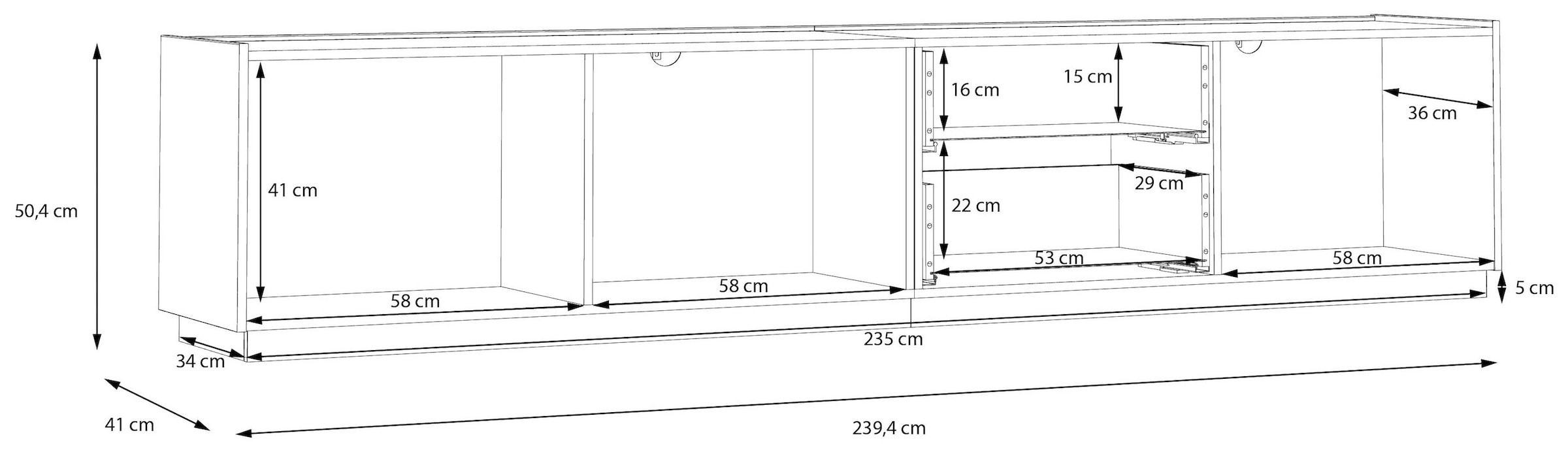 FORTE Table basse »LewisvilleTV-Board, TV-Schrank«