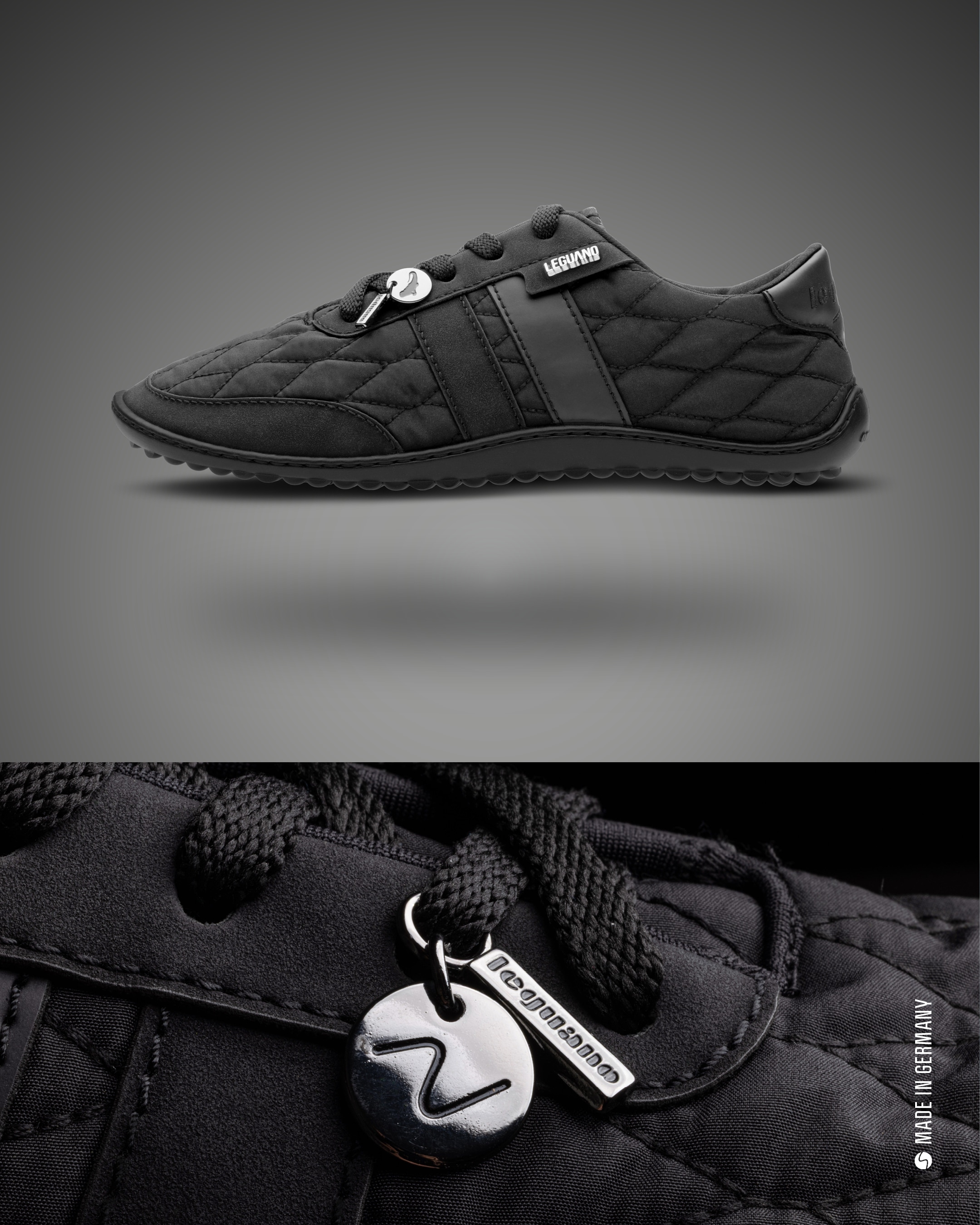Leguano Chaussures pieds nus »NIGHTSTEP«  chaussure à lacets avec surpiqûres décoratives et pendentif logo