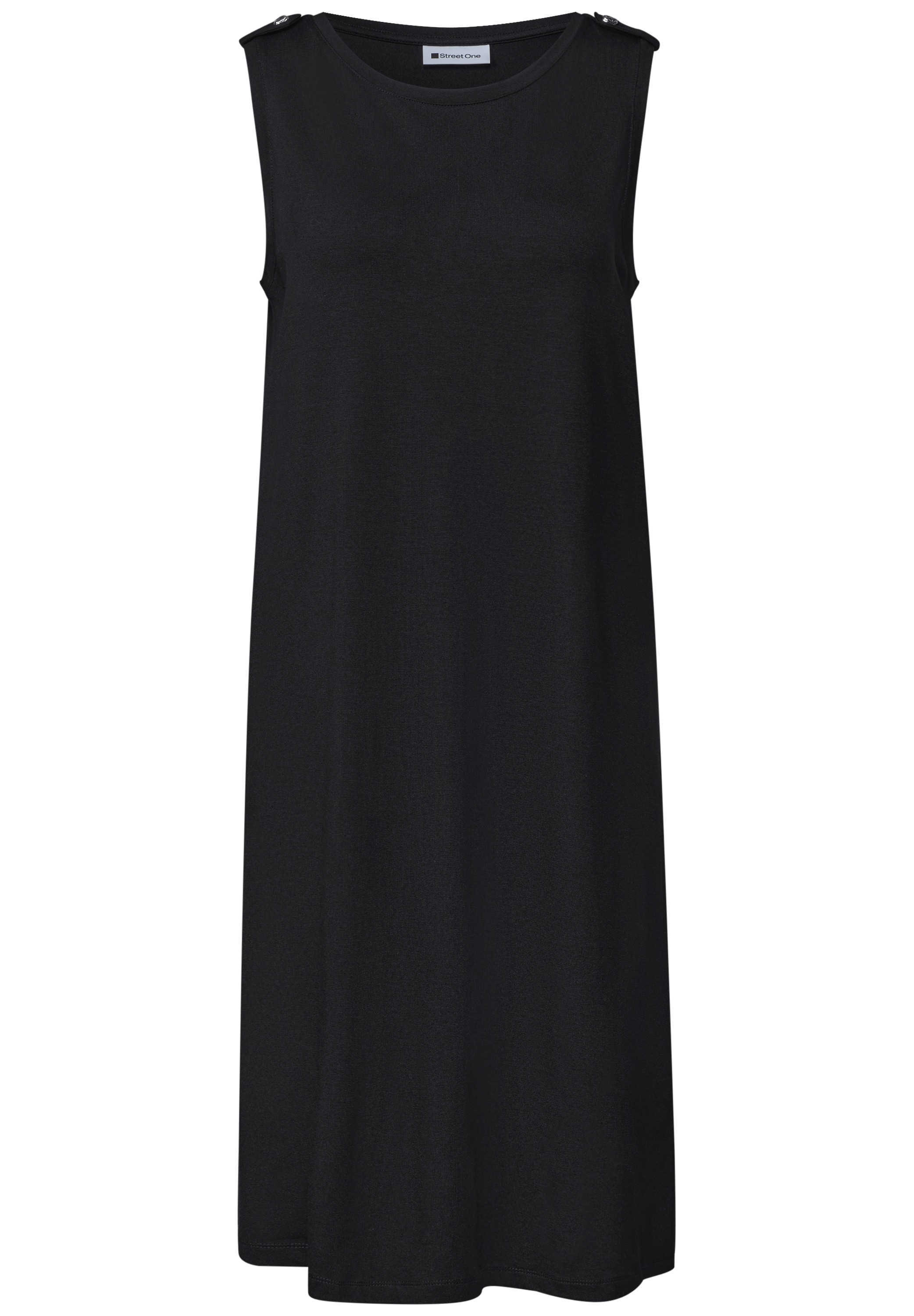STREET ONE Jerseykleid Ohne Taschen Ärmelloses Sommerkleid mit Rundhals und Knopfdetail
